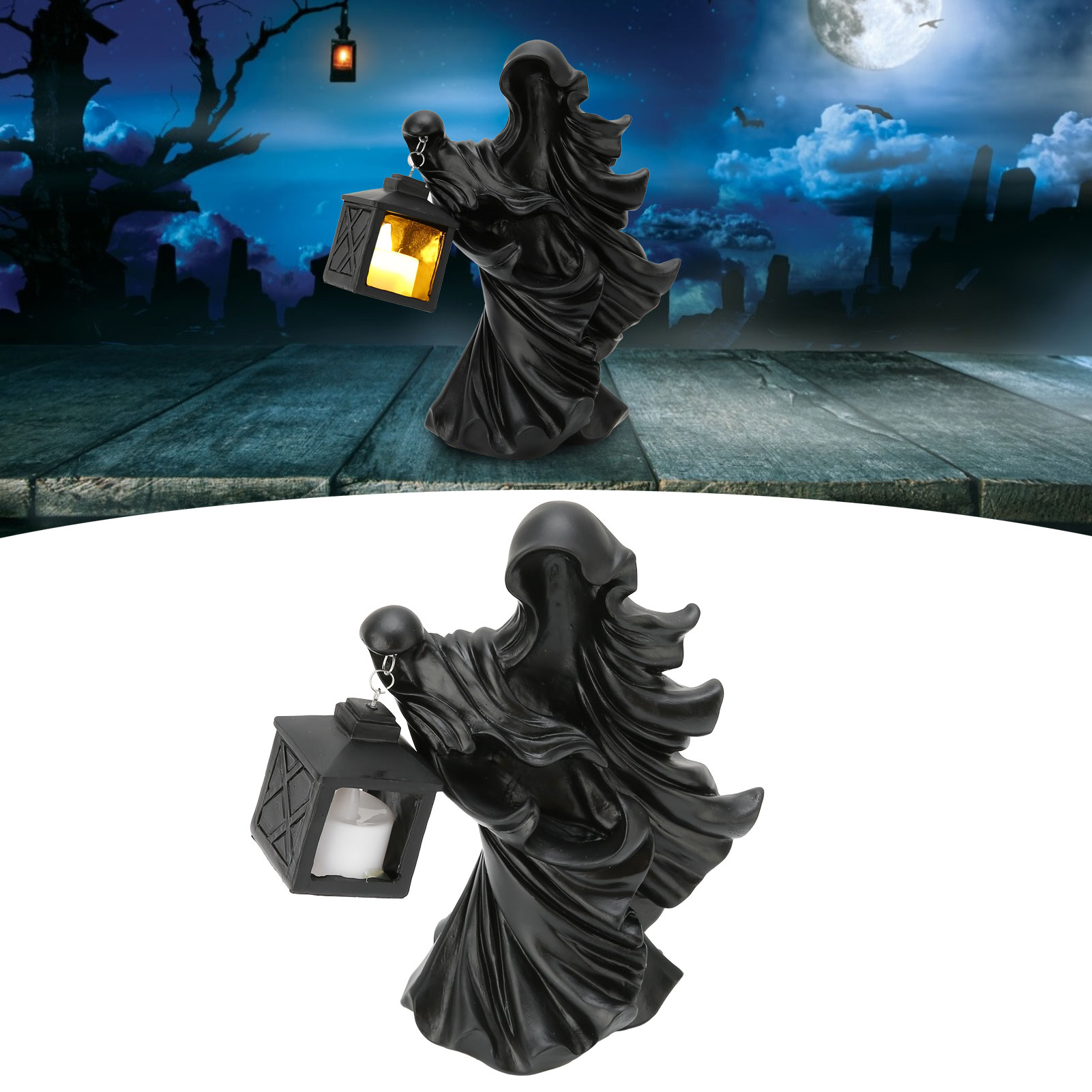 Led-halloween-dekoration, Hexenlaterne Aus Kunstharz Mit Laterne, Bote Aus Der Hölle In Der Geisterlampe, Traum Eines Dunklen Traums