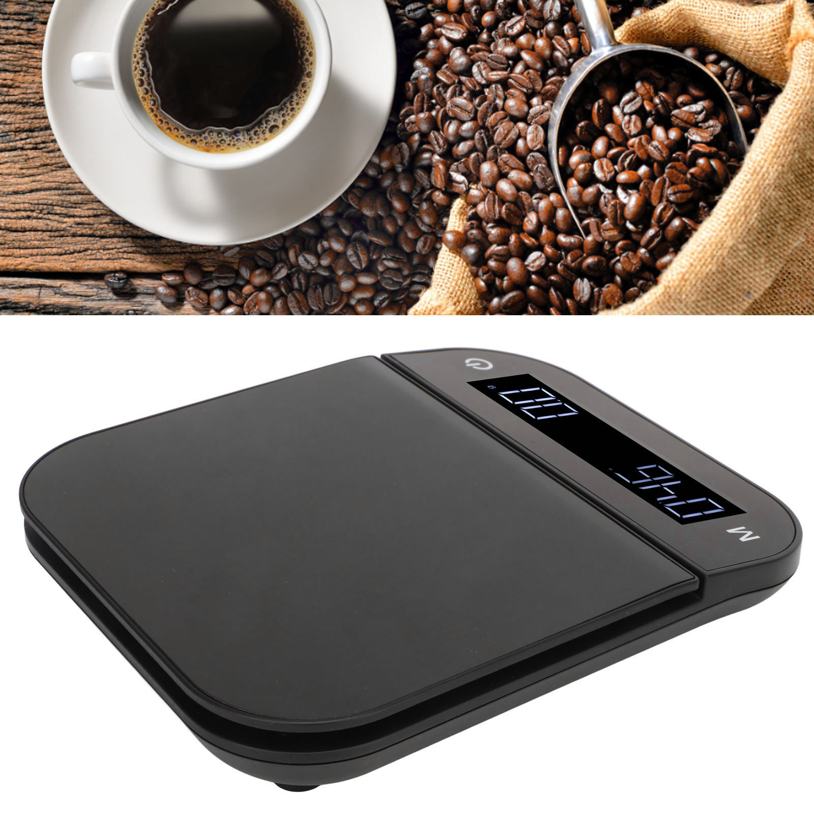 Kaffeeröstwaage, Wasserdichte Oberfläche, Manueller/automatischer Timer, Filterkaffeewaage, 3 Kg/0,1 G (englische Version)
