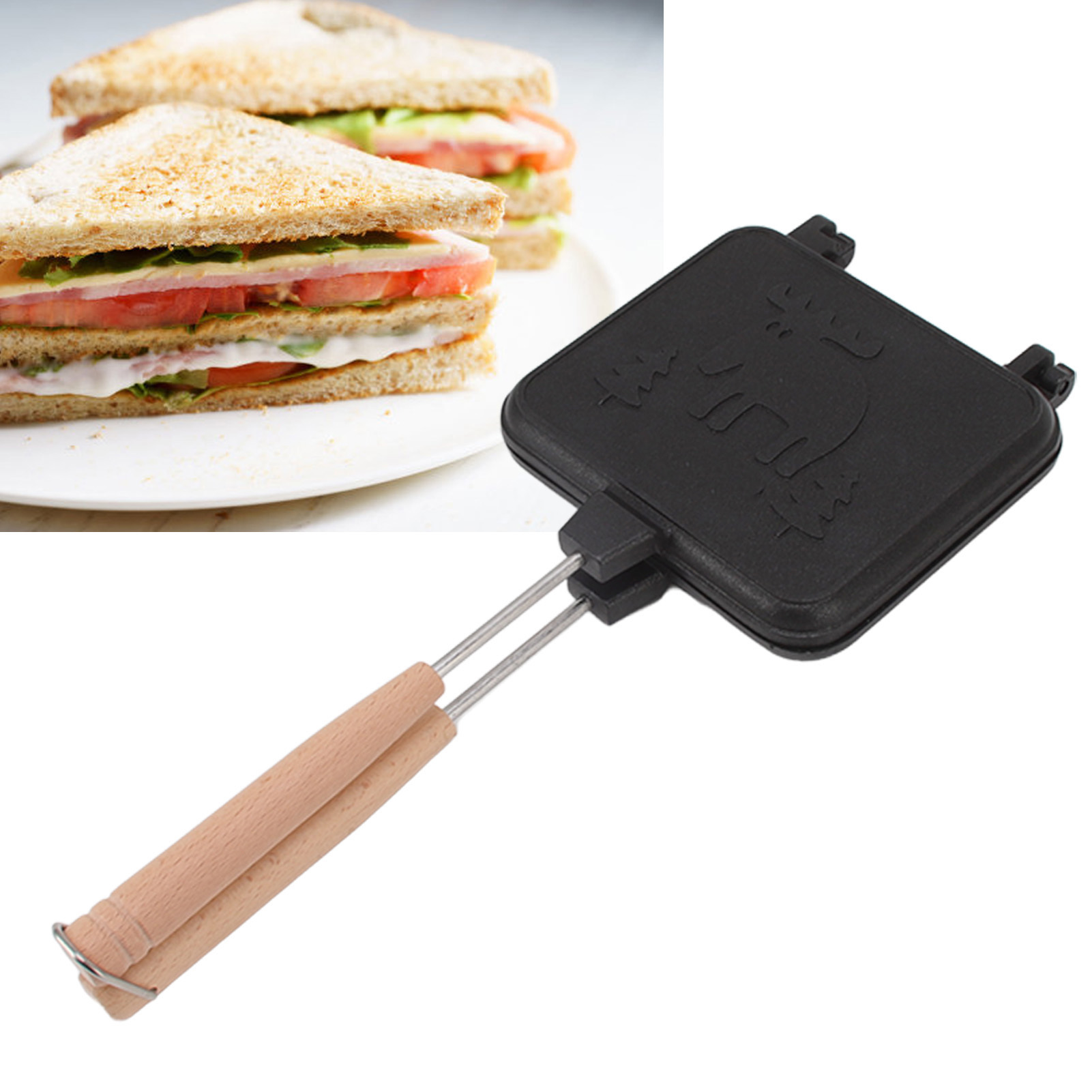 Sandwichplatte Mit Abnehmbarem Griff, Toastform, Beidseitige Antihaftbeschichtung