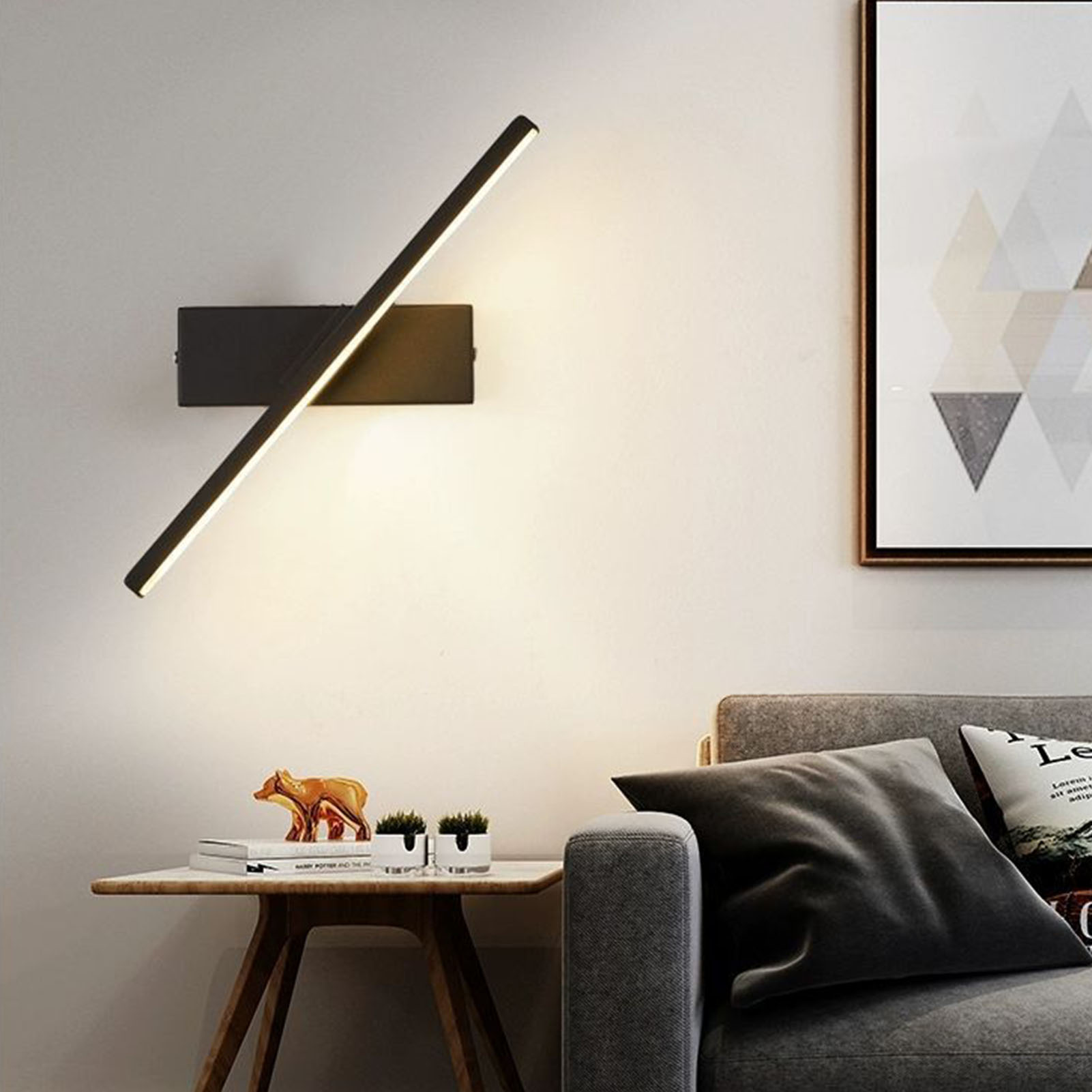 Moderne Und Kreative Nordisch-minimalistische Nachttischlampe, Einzigartige Drehbare Wandleuchte, Warmes Licht, Schwarz – 30 Cm