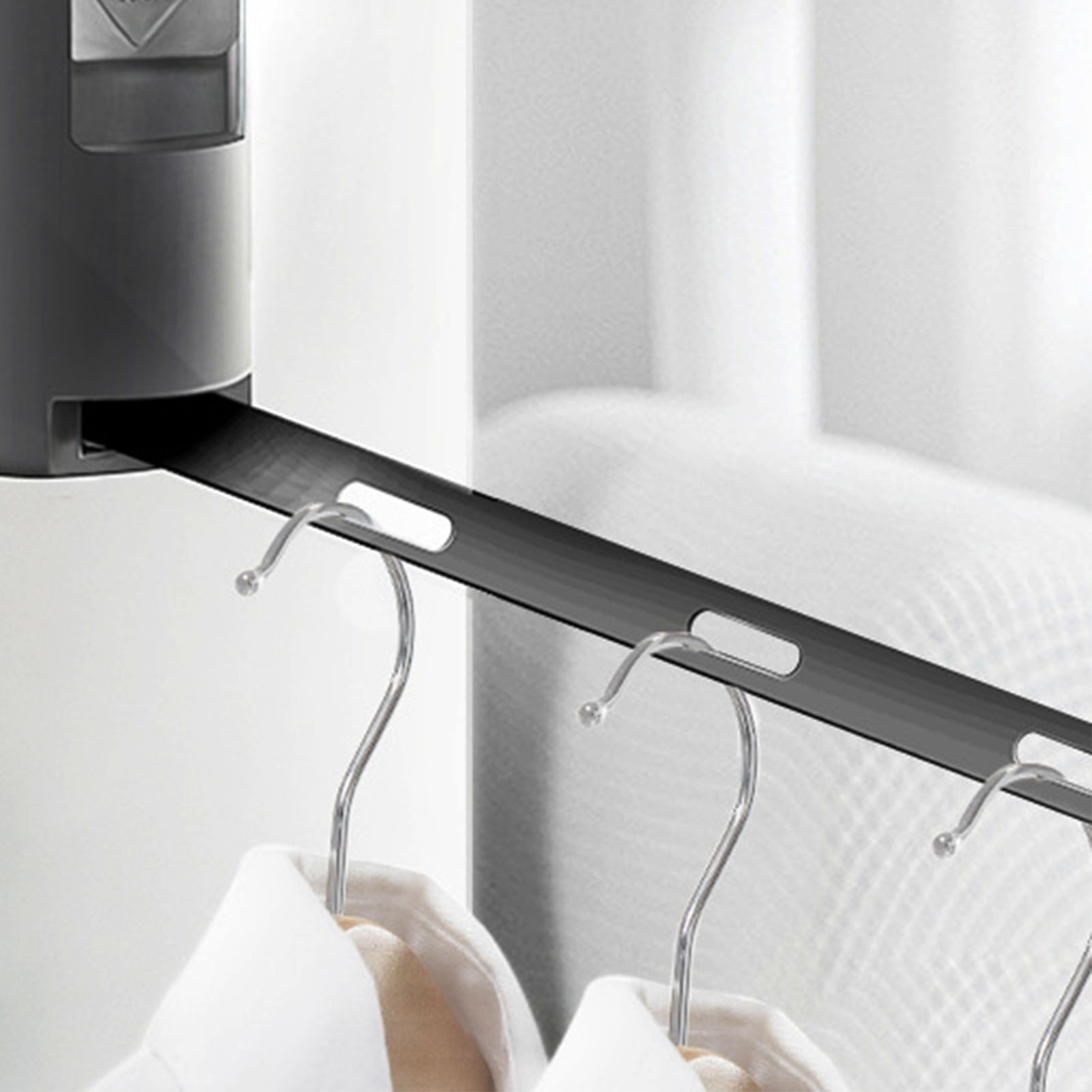 Unsichtbarer Wäscheständer Ohne Bohren Für Balkone, Hotels, Pensionen, Minimalistische Wäscheständer Für Den Innenbereich, Einziehbare Wäscheständer, Schwarz Fürs Badezimmer.
