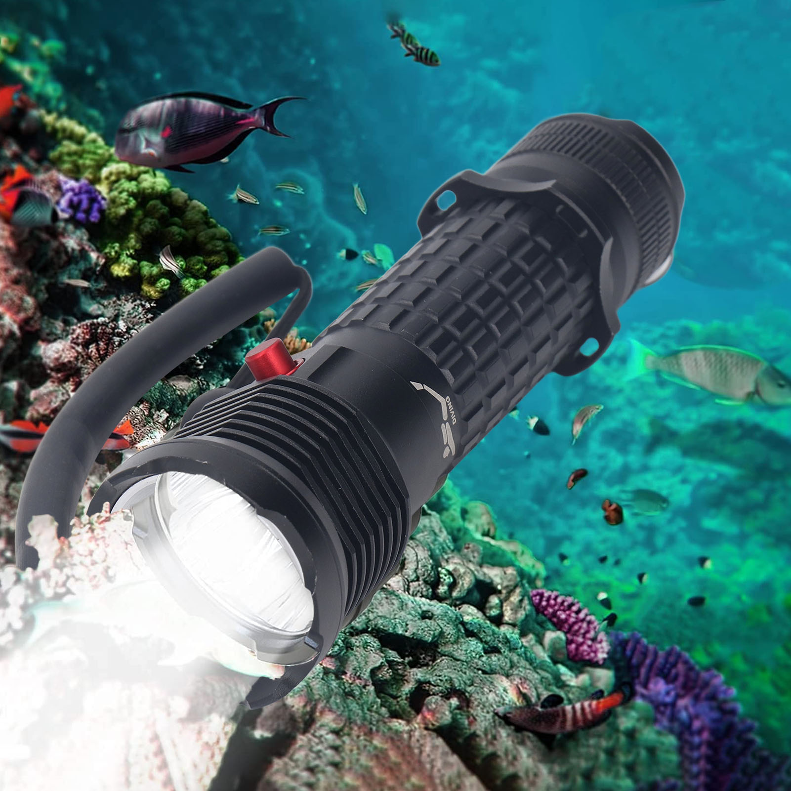 Ultrahelle Led-unterwasserlampe, Wasserdicht Bis 200 Meter Tiefe, Professionelle Taucherlampe, Wasserdicht Für Taucher, Sicherheitslampe Zum Schwimmen, Tauchlampe.