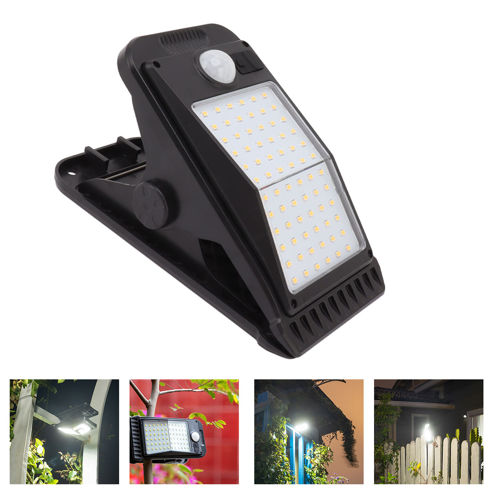 Solar-klemmleuchte Mit 72 Leds Für Den Außenbereich, Ultrahell, Bewegungsaktiviert, Zur Wandmontage, Für Gartenterrassen, Warmes Licht