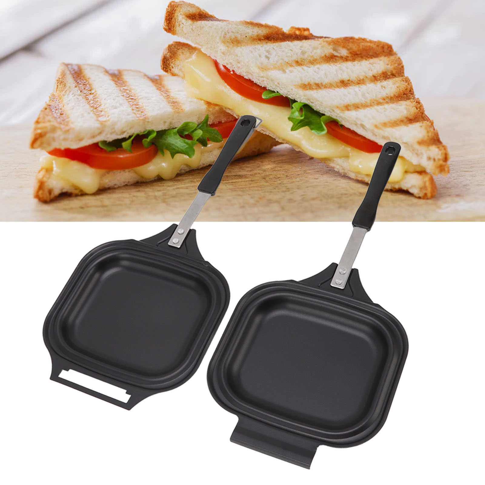 Sandwichform, Bratpfanne, Flacher Boden, Doppelseitig, Antihaftbeschichtet, Frühstücksbrotform