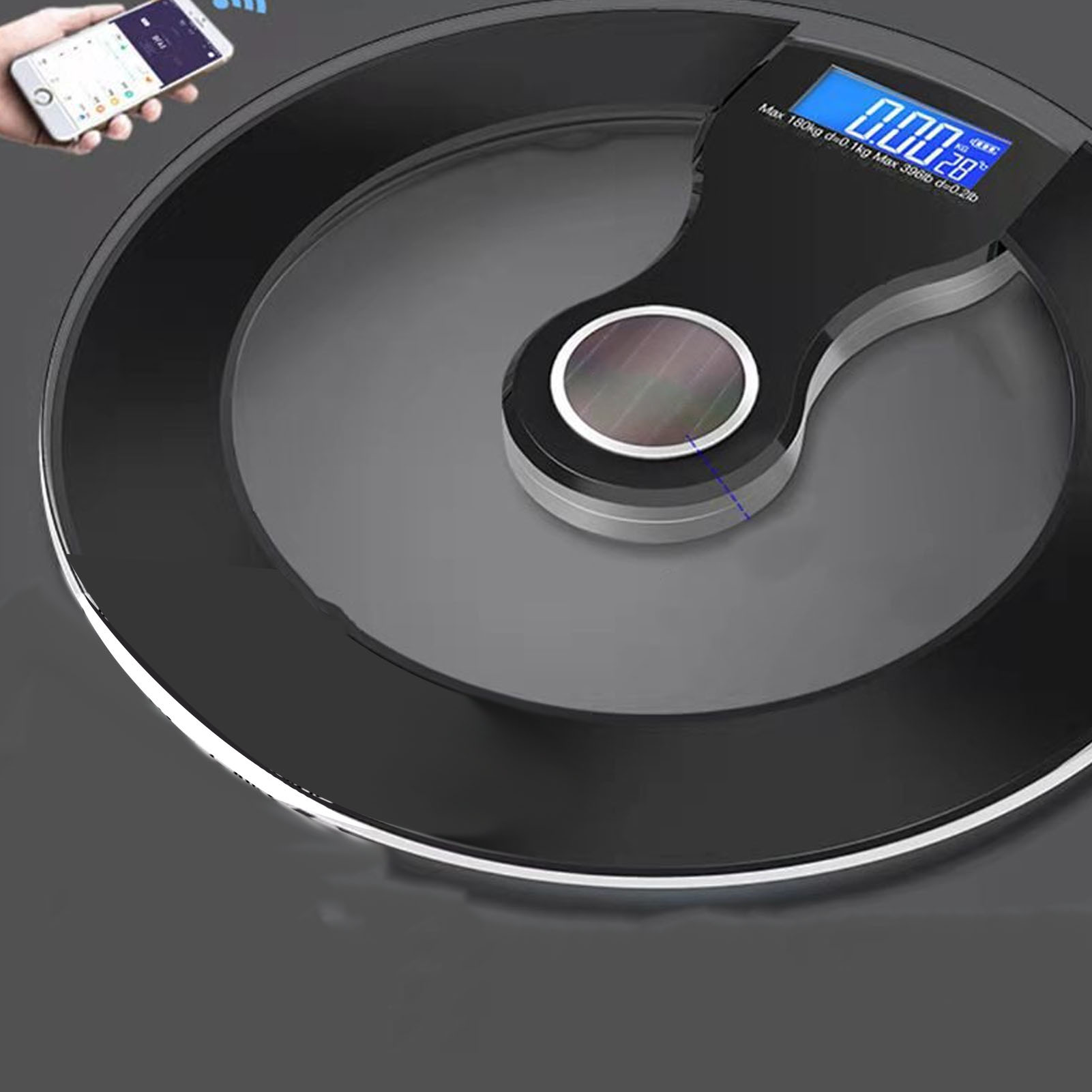 30 Cm Große, Wiederaufladbare Solarwaage, Große Ausführung, Mit App Und Bluetooth, Schwarz.