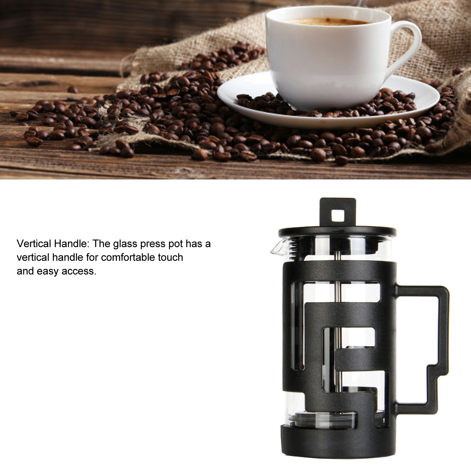Cafede Kona French-press-kaffeemaschine, Glaskanne, 350 Ml, Schwarz