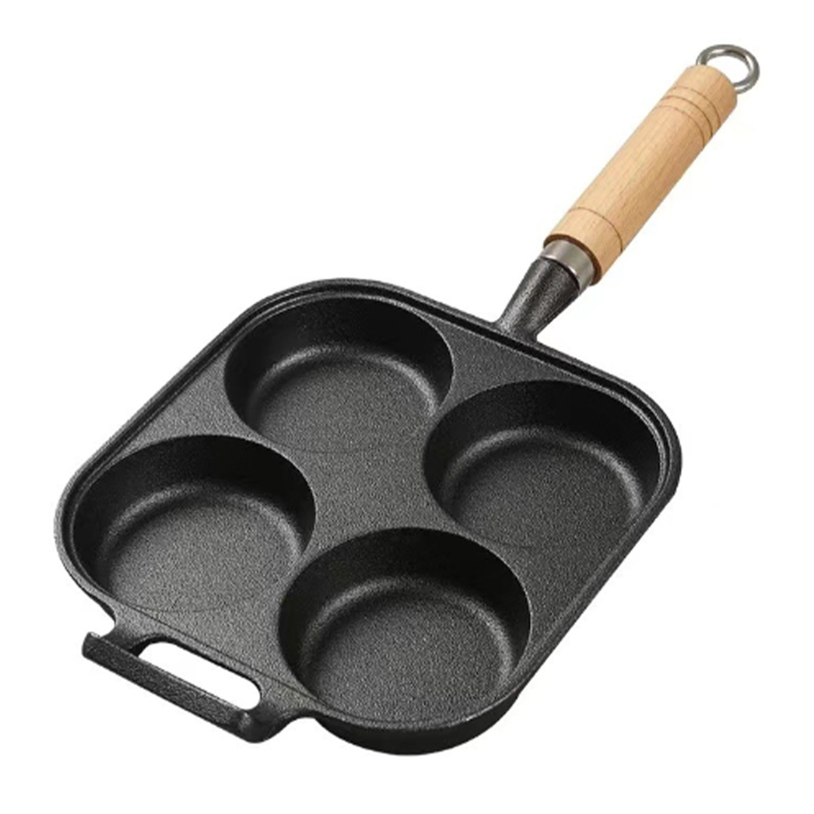 Eierpfanne, Gusseiserne Raviolipfanne Mit Vier Mulden, Tiefe Eierburgerform, Antihaftbeschichtete Frühstückspfanne