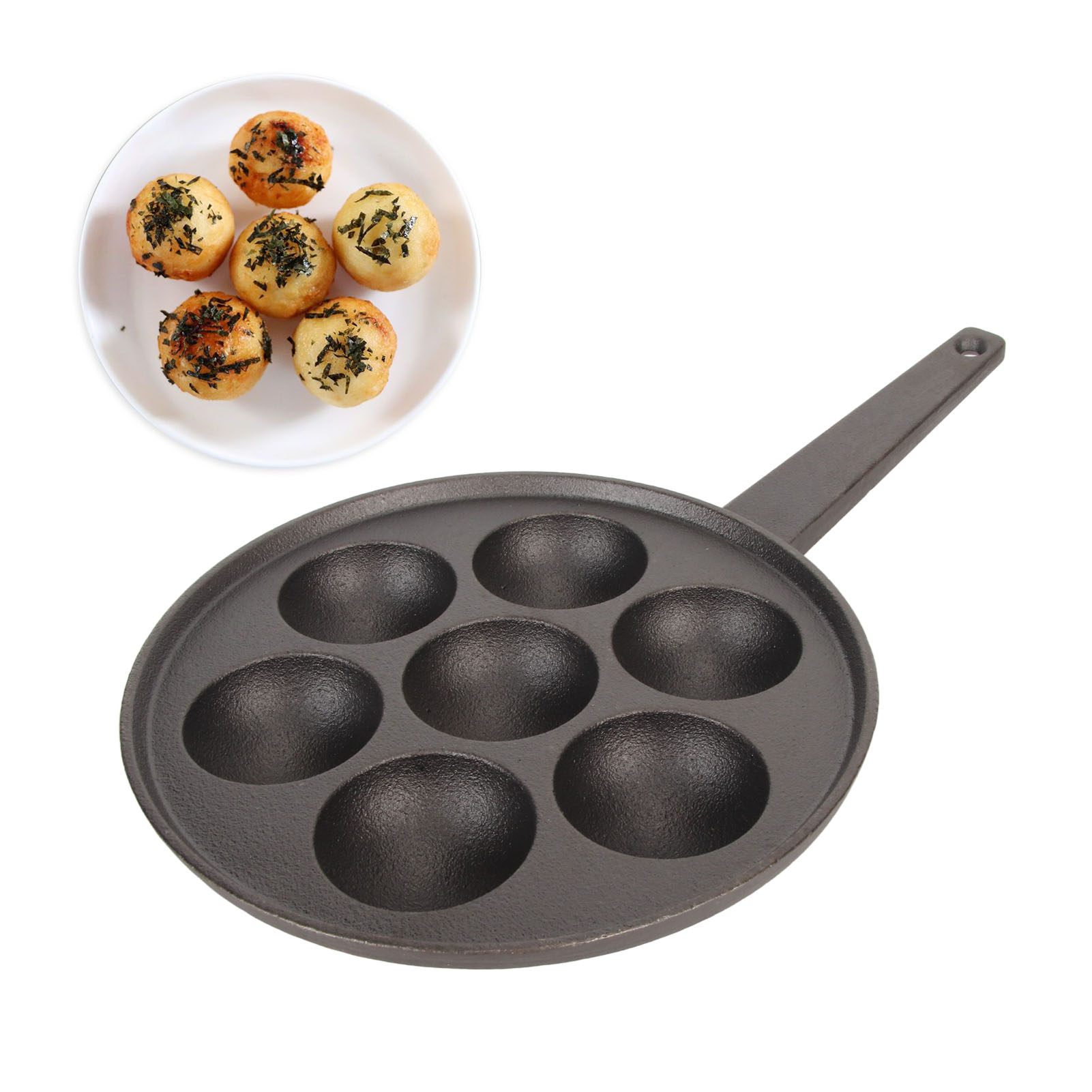 Takoyaki-topf Aus Gusseisen Mit Sieben Löchern, Tiefer Und Größer