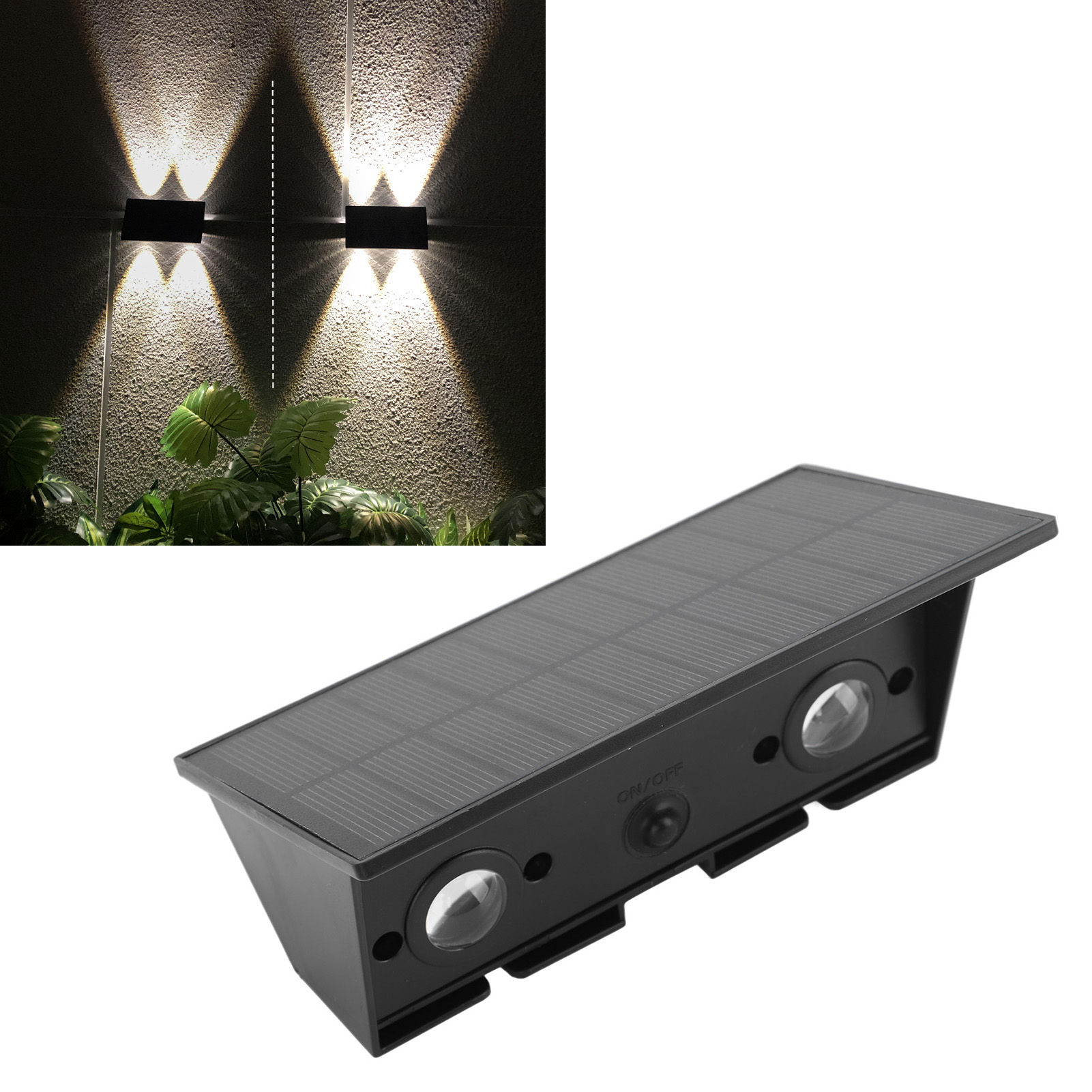 Solar-wandleuchte Mit 4 Leds, Wasserdichte Beleuchtung Für Terrasse Und Zaun, Ideal Für Die Dekorative Außenbeleuchtung Des Hauses.