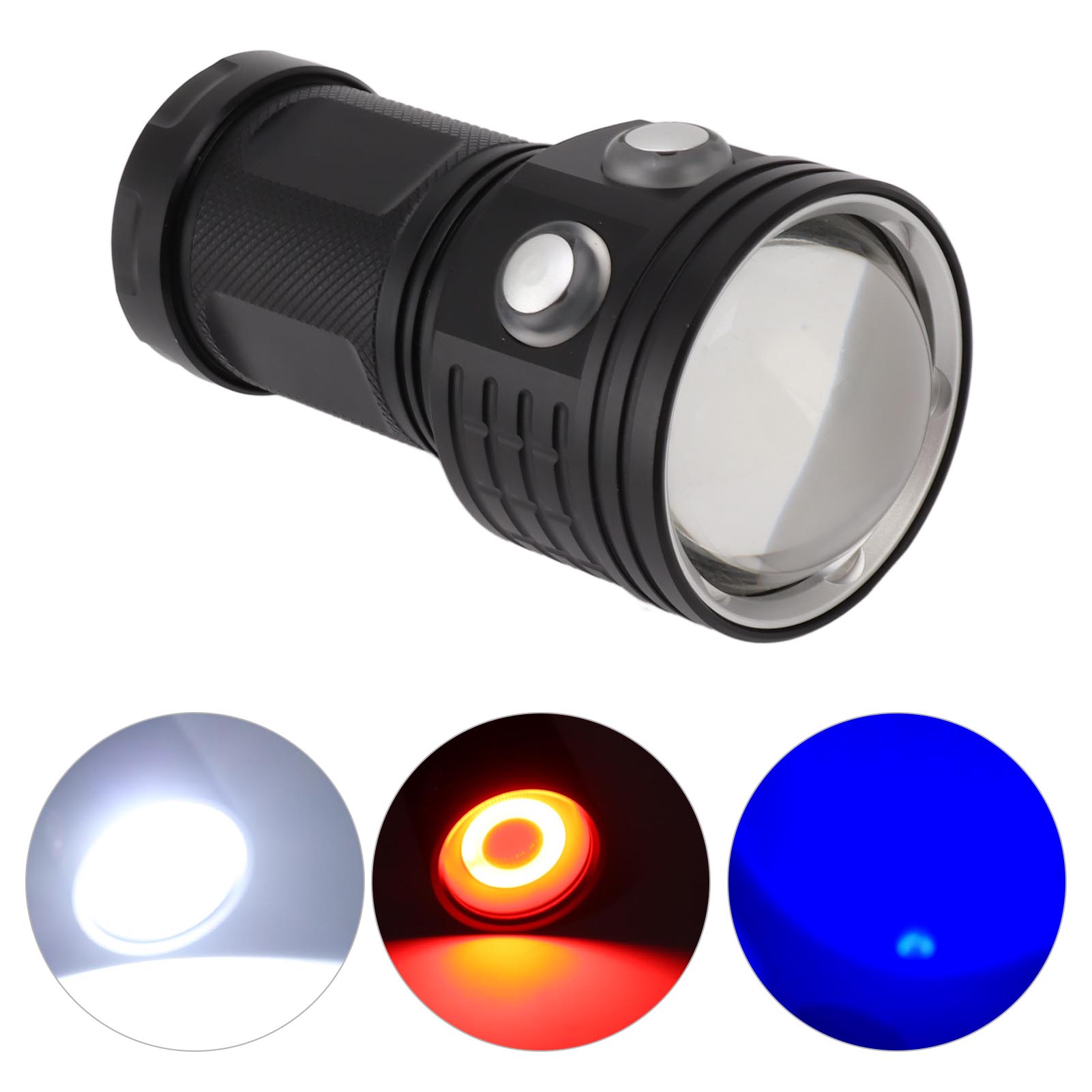 10.000 Lumen Starke Unterwasser-tauchlampe, Wasserdicht Nach Ipx8, Unterwasserlampe Mit Roter Und Blauer Zusatzbeleuchtung, Professionelle Reichweite Bis Zu 100 Meter.