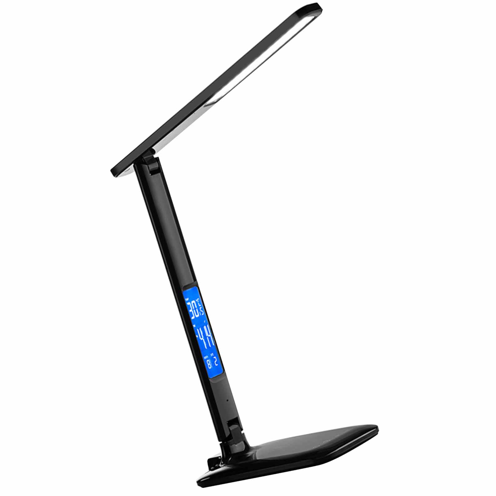 Faltbare Schreibtischlampe Mit Kalender Und Uhr, Kabelloser Ladefunktion, Led-schreibtischlampe Mit Augenschutz, Schwarz.