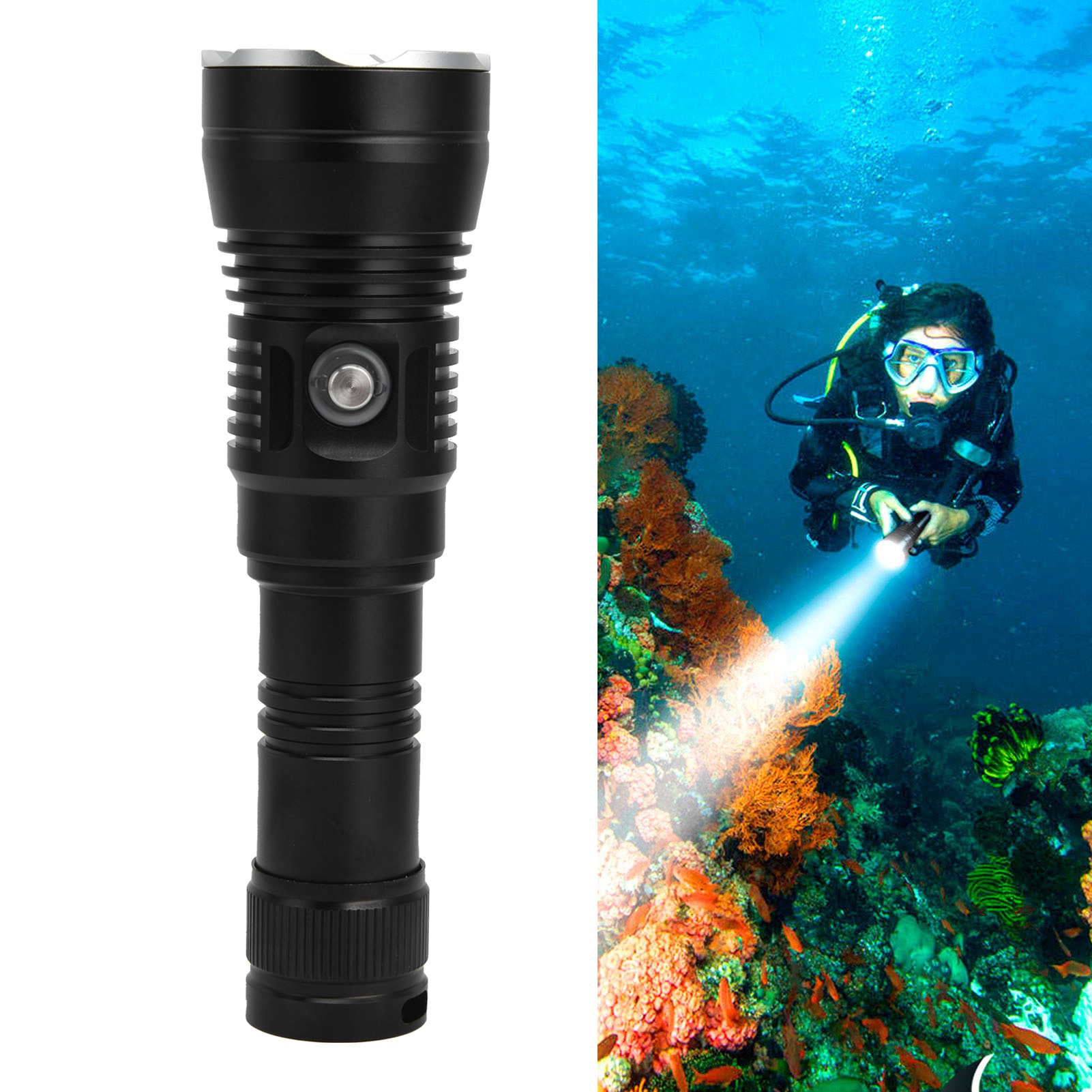 Xhp70 Professionelle Taucherlampe, 3500 Lm, Hohe Intensität, Ip68 Wasserdicht, Aluminiumlegierung, Für Angeln Und Rettung, Reichweite Bis Zu 100 M.