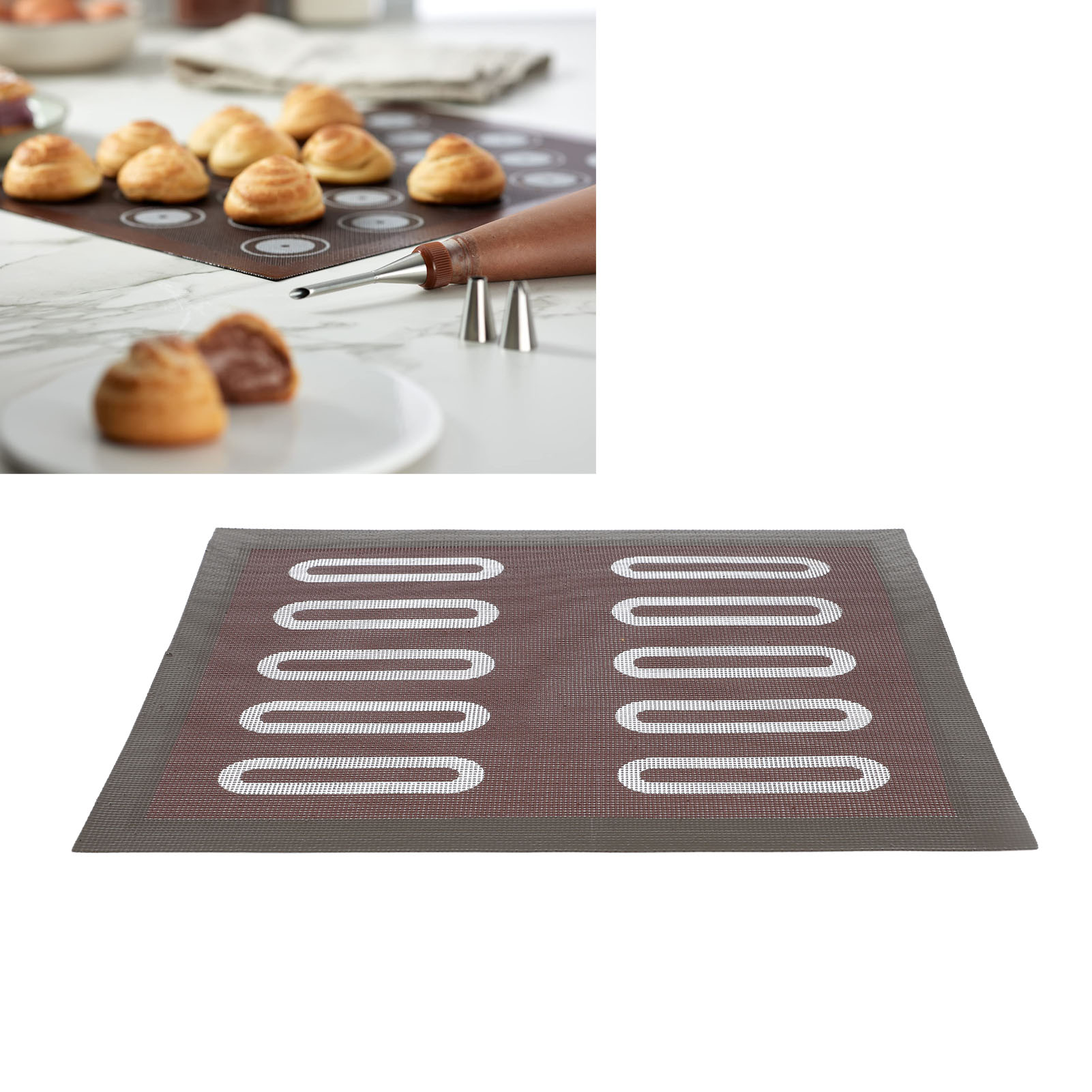 Schwarze Backmatte Für Kekse, Hohl, Aus Fiberglas, Antihaftbeschichtet, Ofenfest, Hitzebeständig, Ovale Form.