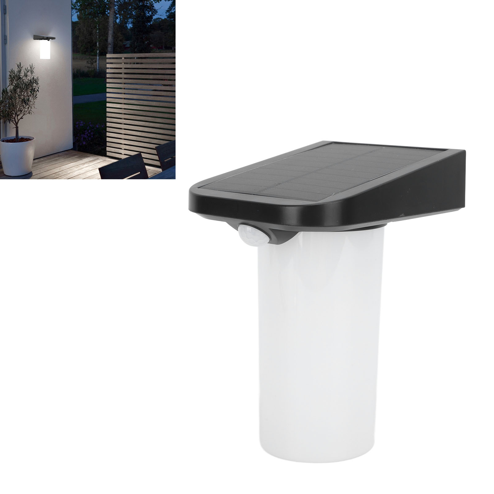 Solar-wandleuchte Mit Bewegungsmelder, Led-außenwandleuchte, Moderne Wasserdichte Wandleuchte, 120°-erfassungswinkel, Dämmerungssensor, Kabellose Zaunbeleuchtung, Dekorative Veranda, Terrasse, Garten.