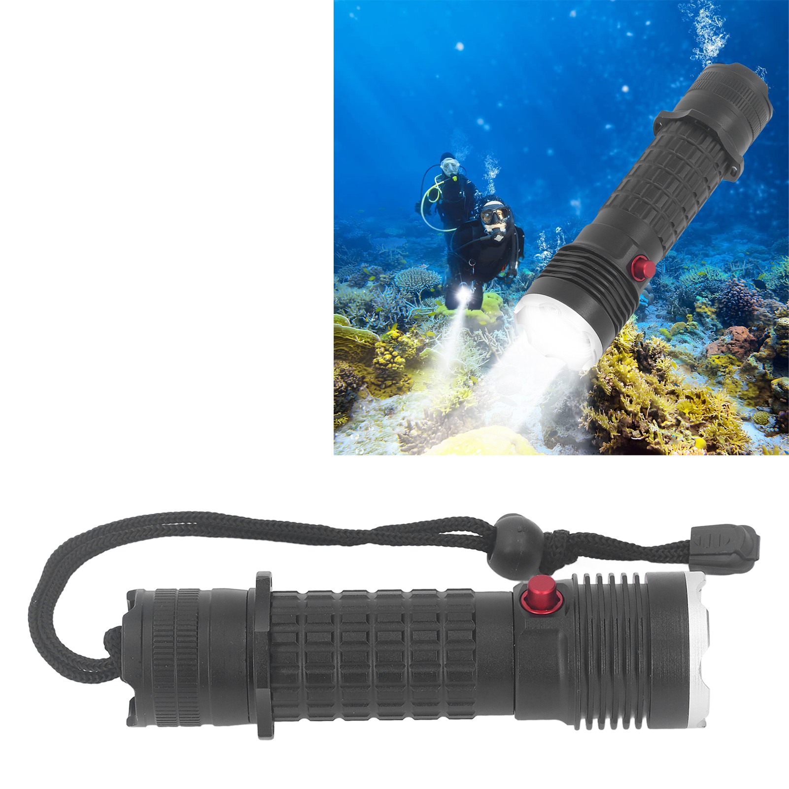 Unterwasserlampe, Led-tauchlampe, Wasserdichte Ipx8-taschenlampe, Unterwasser-tauchlampe, Hohe Helligkeit Für Unterwassertauchgänge.