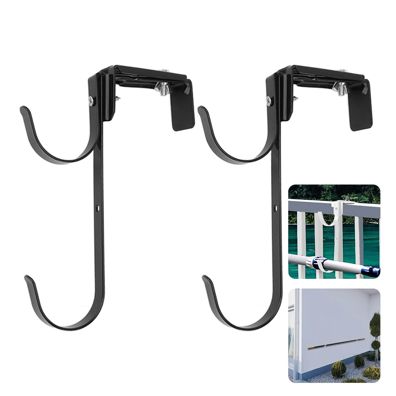Verstellbarer Haken Für Poolstange, Ausziehbaren Skimmer, Saugschlauch, Gartengerätehaken, Schwarz.
