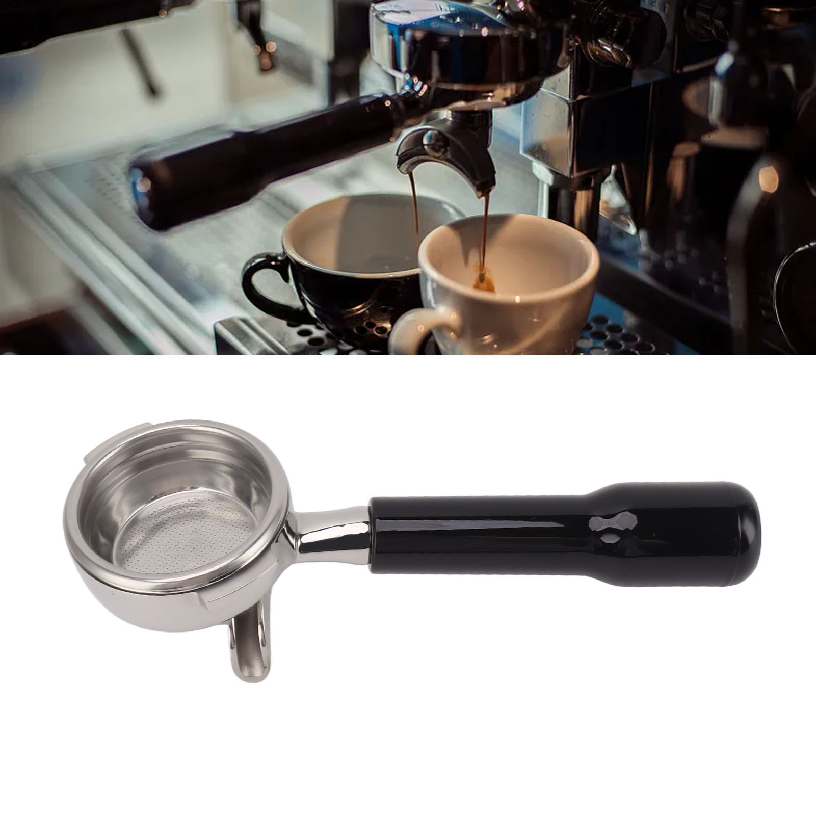 Nuova Kaffeemaschine Mit Doppelauslauf, 58 Mm, Edelstahlgriff, Modell C2, Schwarzer Kunststoff