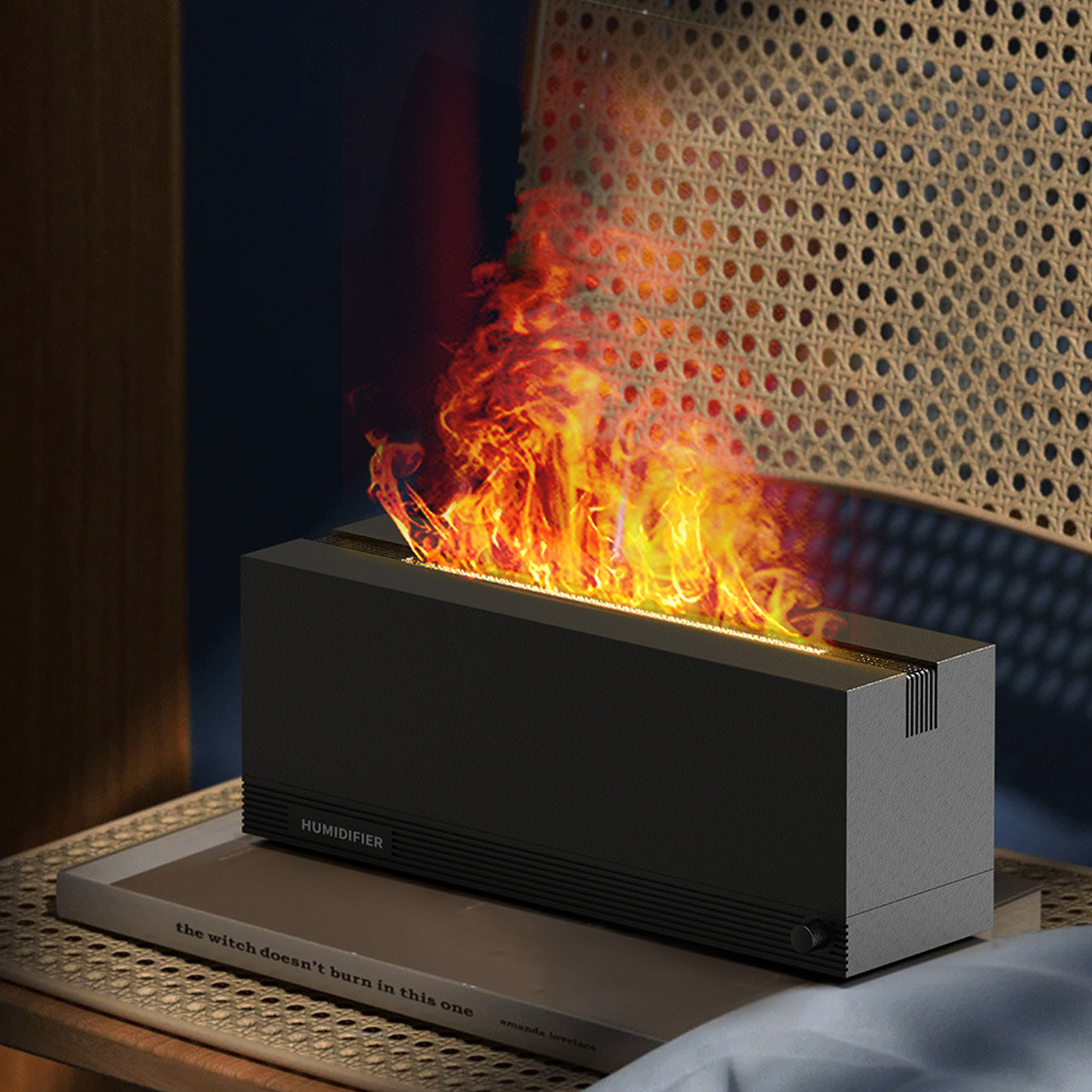 Kreativer Elektrischer Tisch-aroma-diffusor Mit Sieben Farben Und Simuliertem Flammeneffekt, Für Zuhause Und Büro, Stimmungslicht Und Luftbefeuchter.