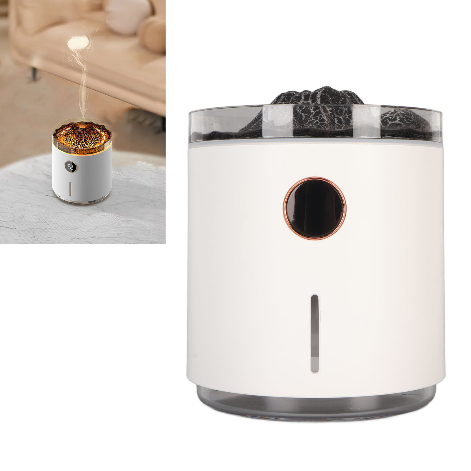 Nebeldiffusor, Vulkan-aromadiffusor, Ätherischer Öl-duftdiffusor Für Das Schlafzimmer, Quallenflammen-luftbefeuchter, Schwarz.