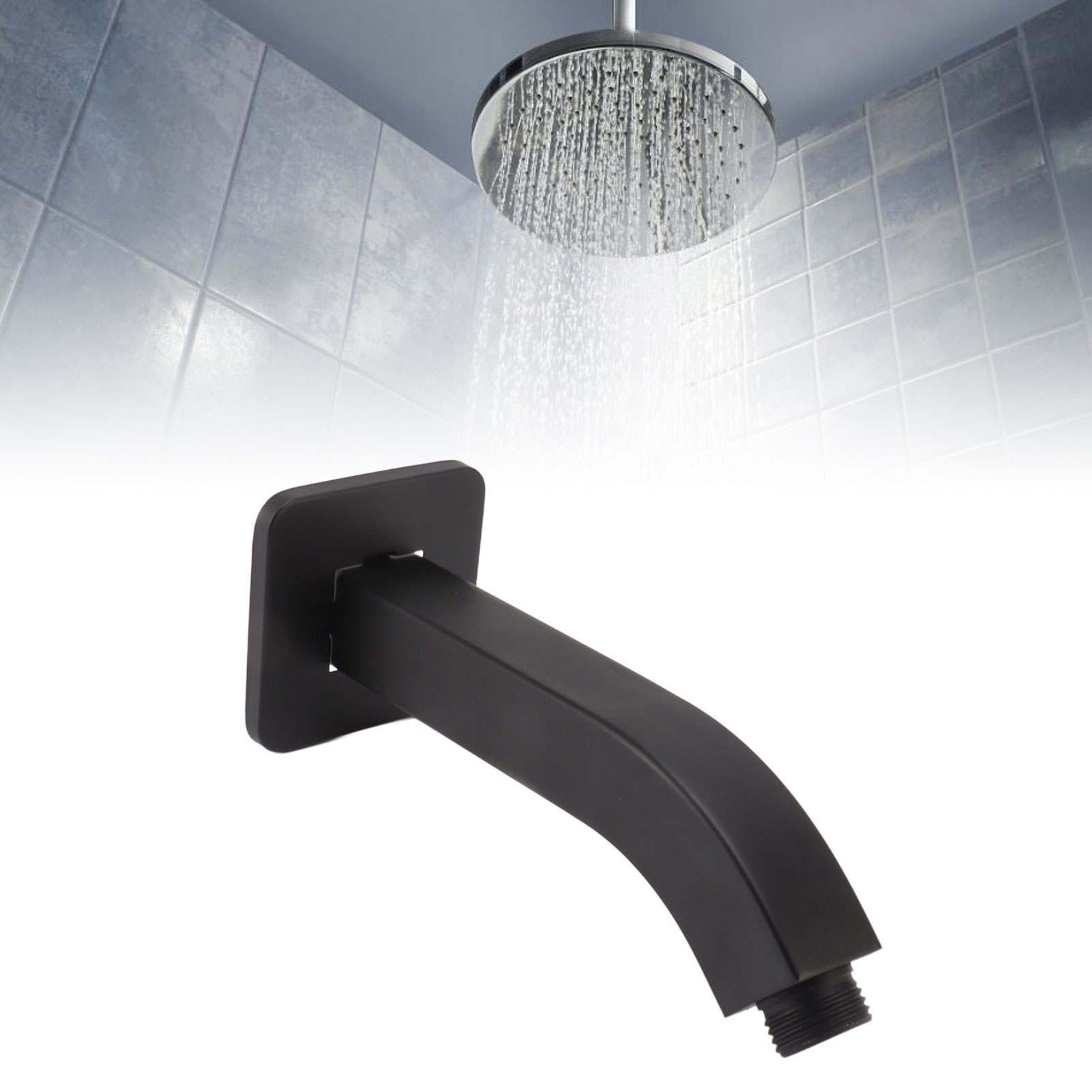 Quadratischer Duscharm Aus Messing, Unterputz-duschrohr, Wand-duscharm, Schwarzes Npt-gewinde