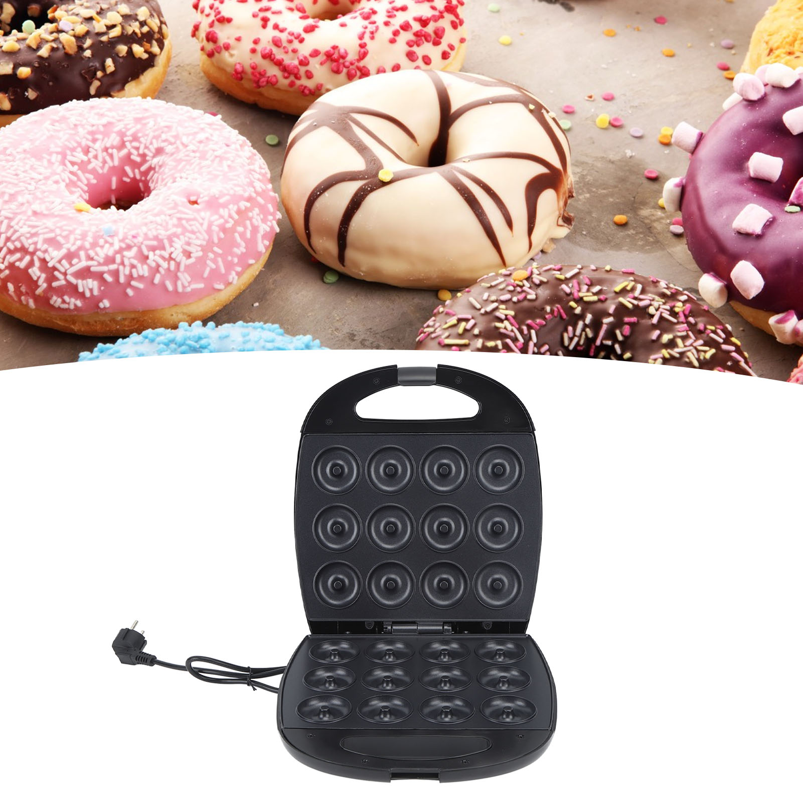 12-loch-donut-maker Mit Temperaturregelung, Beidseitiger Beheizung, Geeignet Für Kuchen Und Kekse, Bpa-frei, Europäischer Standard 220 V.