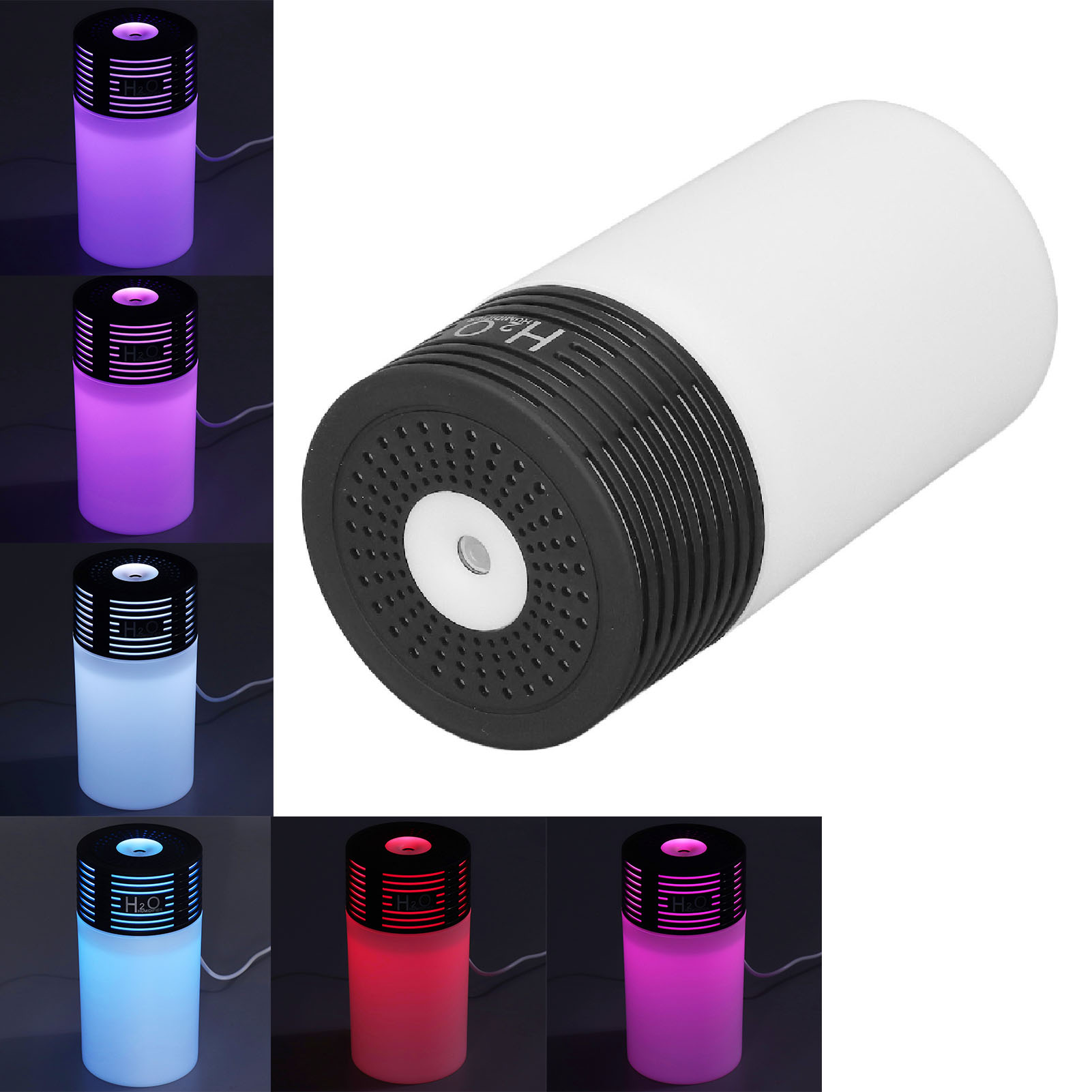Kreativer Luftbefeuchter Mit Licht- Und Schatteneffekten Für Büro Und Auto, Hohe Nebelleistung, Farbiges Nachtlicht, Usb-vernebler, Schwarz
