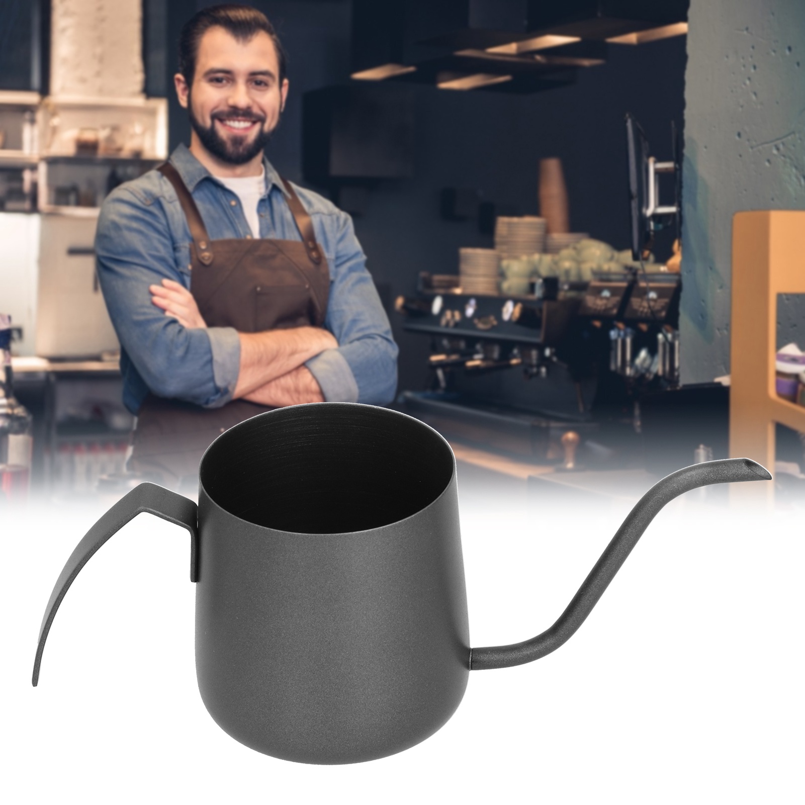 Filterkaffeemaschine Aus Edelstahl 304 Mit Teflonbeschichtung, Dicker Filter, 250 Ml, Schwarz