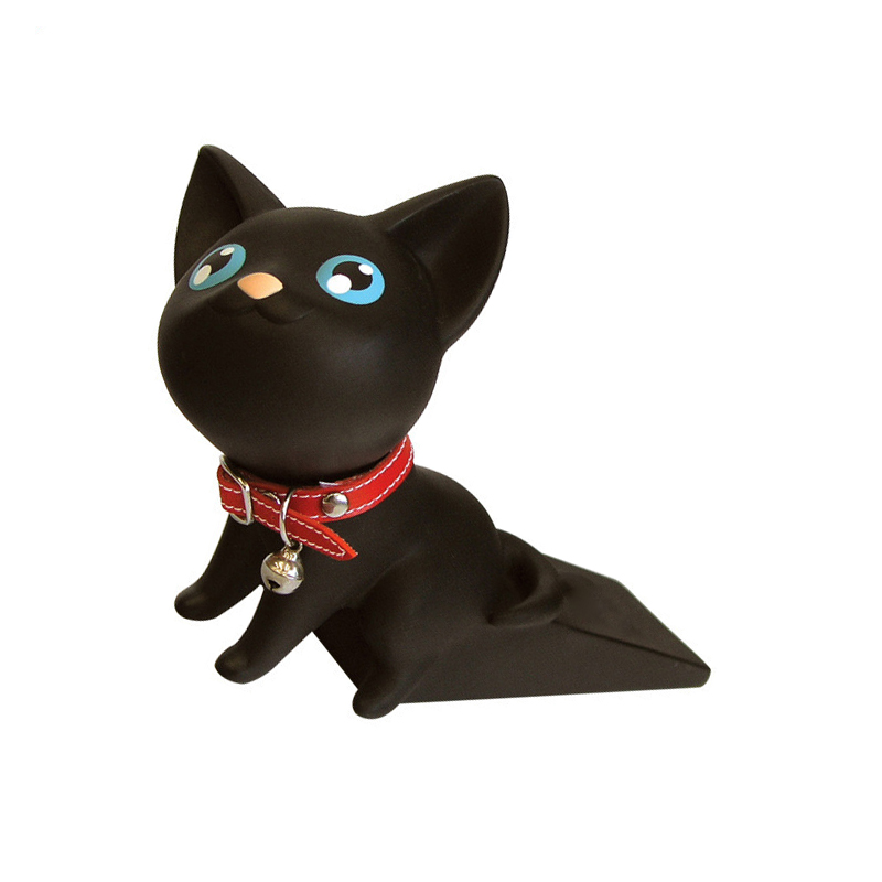 Niedlicher Türstopper Aus Kunststoff, Kein Bohren Erforderlich, Türstopper Mit Cartoon-motiv, Türstopper Gegen Einklemmen, Kreativer Türstopper In Tierform, Türstopper Mit Schwarzer Katze.