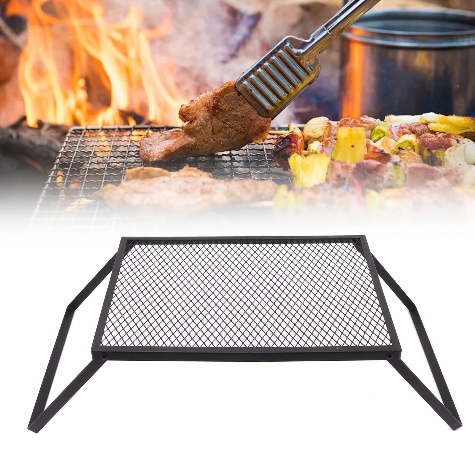 Klappbarer Grill, Umweltfreundlicher Eisengrill, Tragbarer Outdoor-grill Mit Hitzebeständiger Lackierung, Gartengrill, Campinggrill, Kleine Größe (40 X 30 Cm) Mit Grillgabeln