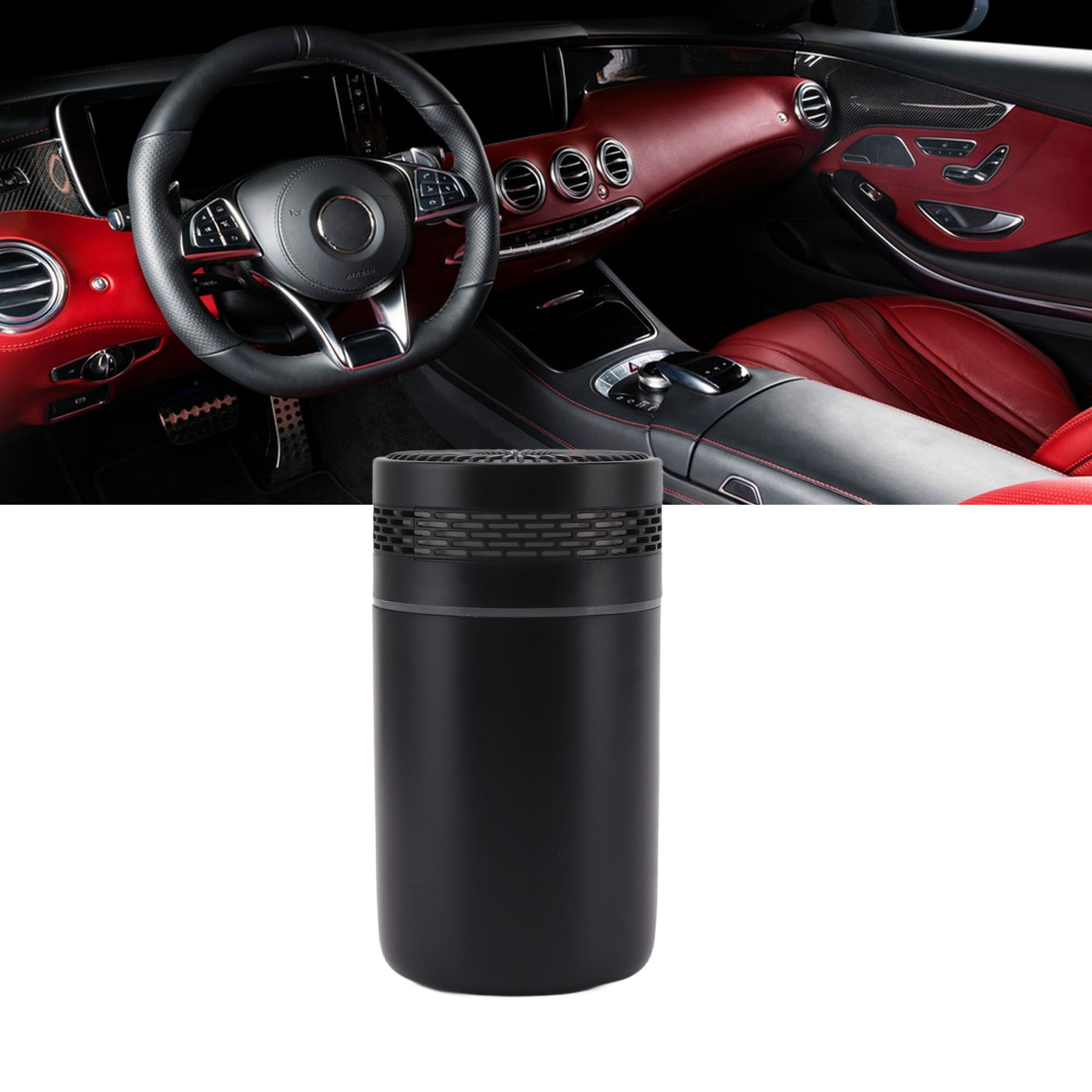 Bunter Becher-luftbefeuchter, Usb-stecker, Autohalterung, Geräuschlos, Siebenfarbiges Nachtlicht, Sanfte Musik, Schwarz.