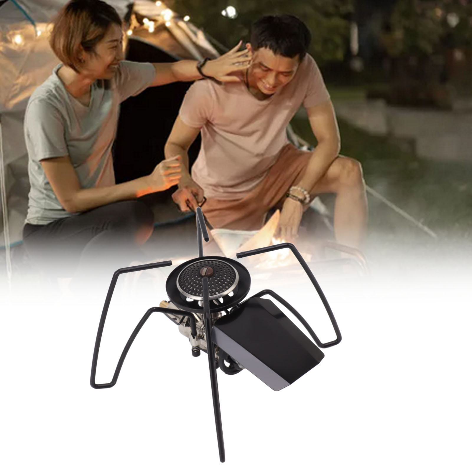 Tragbarer, Faltbarer Campingkocher Mit Kassette, Schwarzer Spinnenkocher, Gaskocher Für Campinggrills