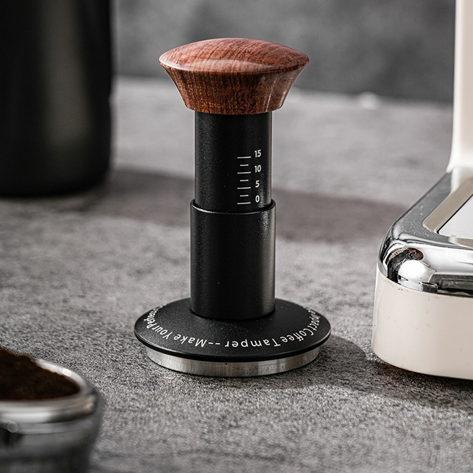 Kaffeetamper Mit Gewindefuß, Espressofilterhalter, Tamper Mit Konstanter Kraft Und Abgestufter Feder, 53 Mm