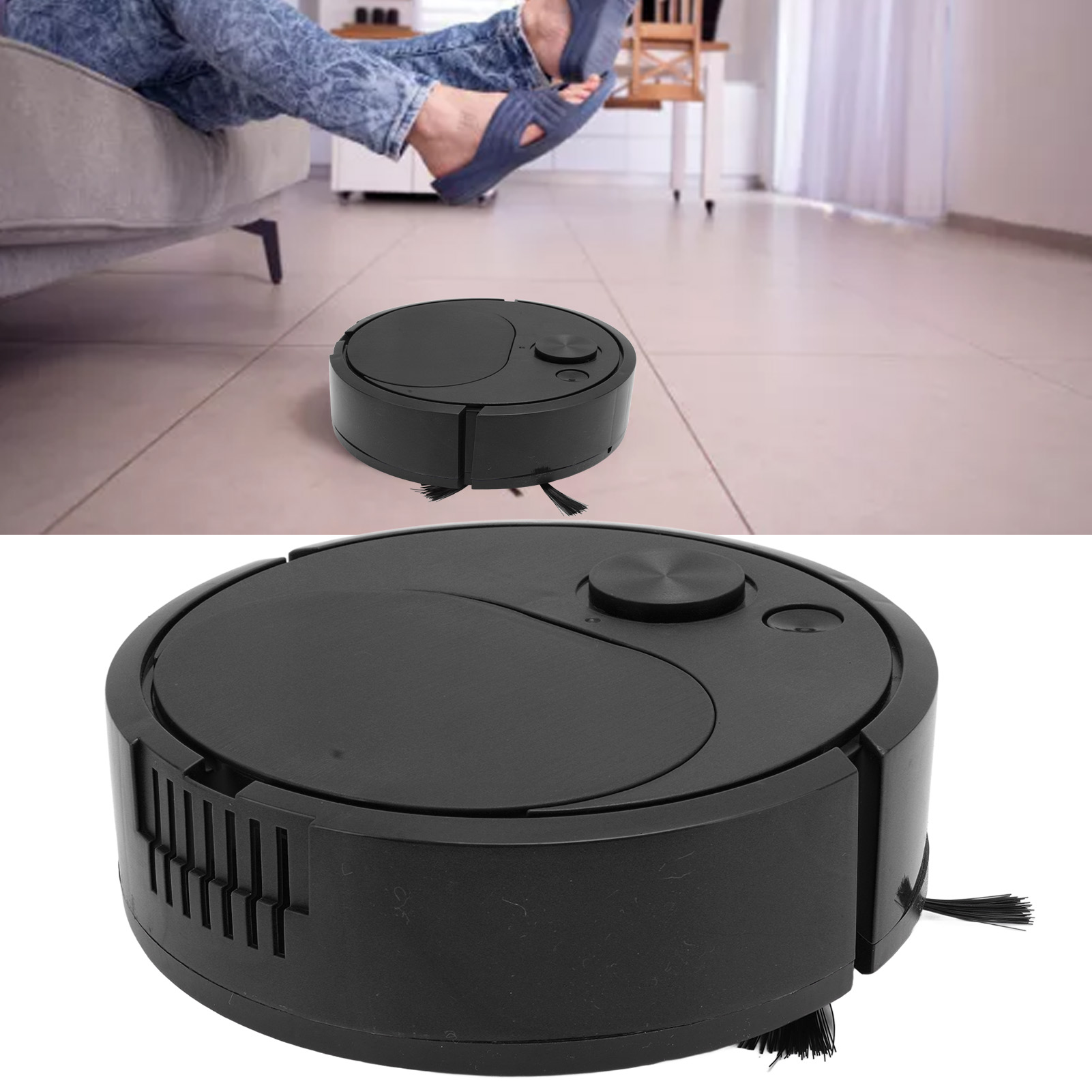 Intelligenter Kehrroboter, Kehrt, Saugt, Wischt Böden, Multifunktionaler Kehrroboter, Mini-kehrroboter, Usb-aufladbar, Schwarz.