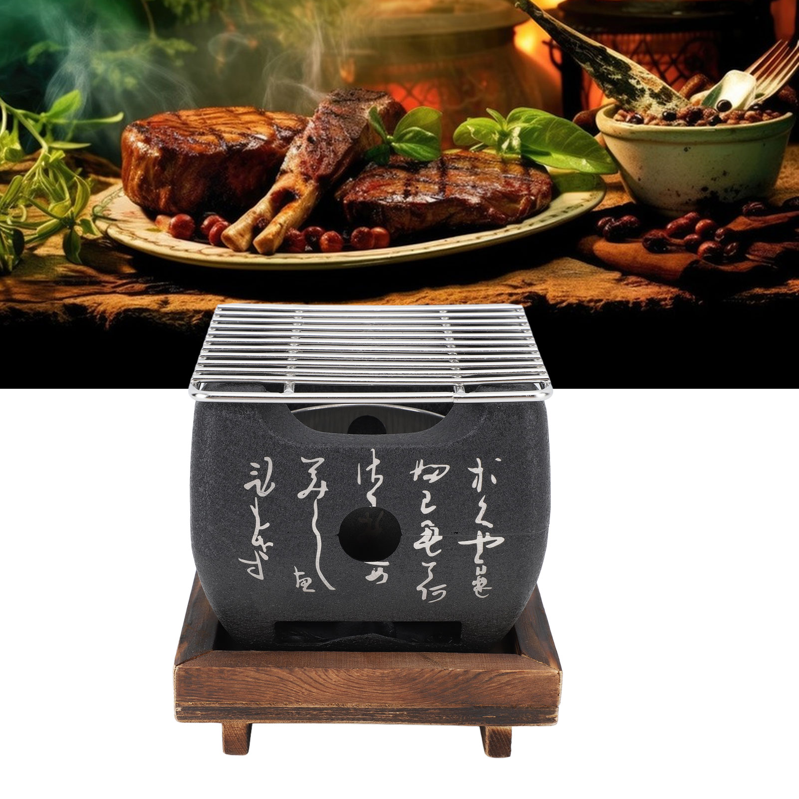 Mini-grill Im Japanischen Stil, Holzkohlegrill, Grillplatte, Haushaltsgrill, Holzkohleofen, Holzkohle-mochi-grill, Großes Quadratisches Format.