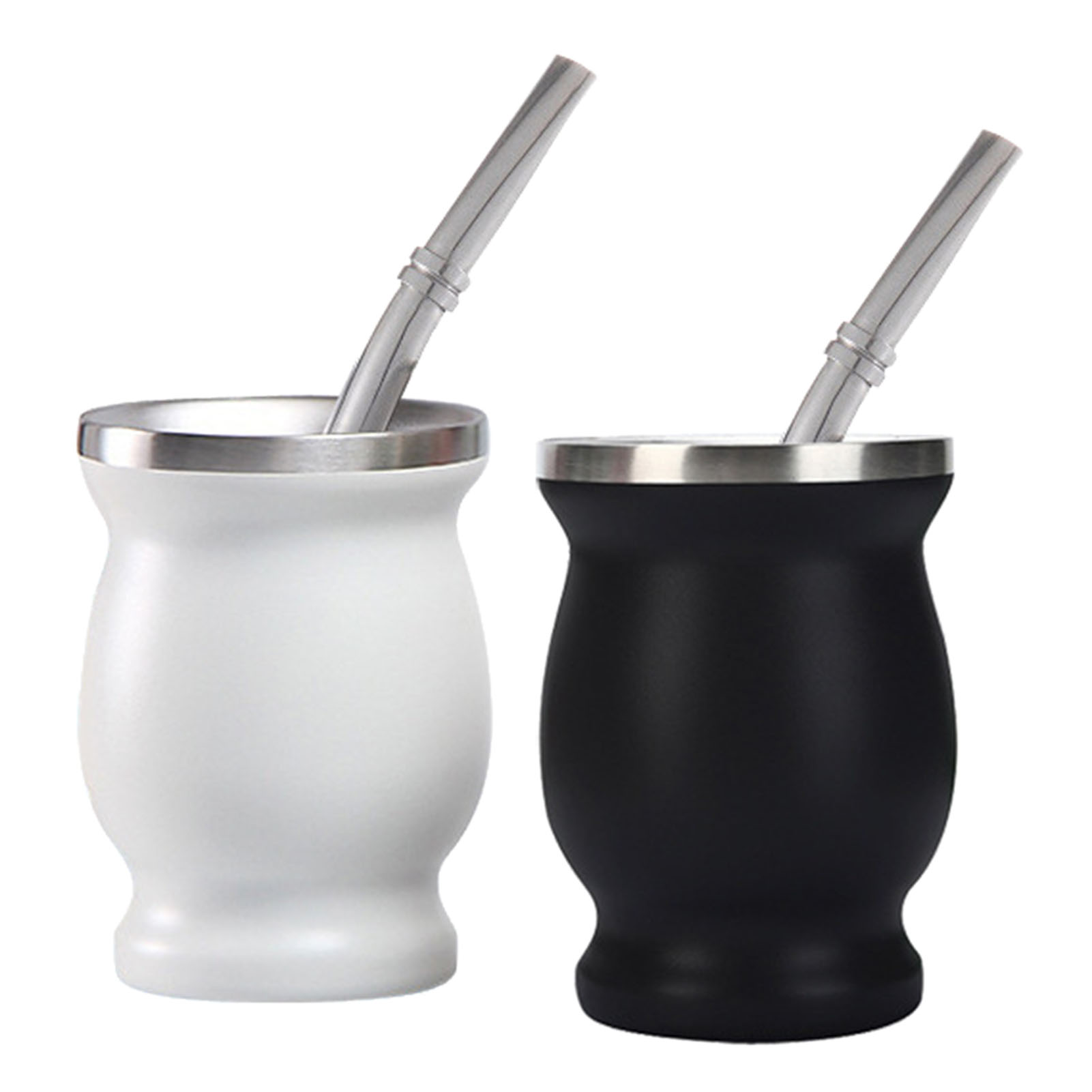 Neuer Grenzüberschreitender Mate-becher Aus Edelstahl 304 Mit Doppelwandiger Vakuumisolierung, 23 Cl, Mini-mate-becher Aus Argentinien In Form Einer Bauchigen Kalebasse, Schwarz.