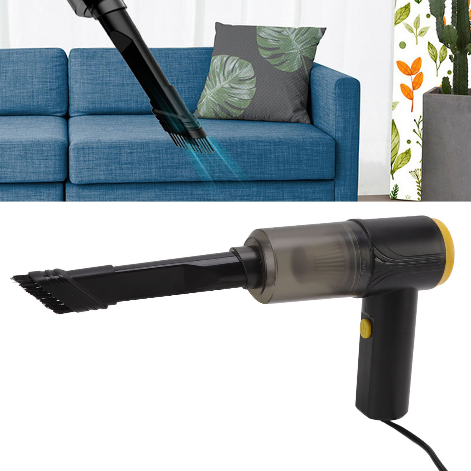 2-in-1 Autostaubsauger Mit Luftpumpe, Tragbarer Staubsauger, Zigarettenanzünderstecker, 12 V, Schwarz