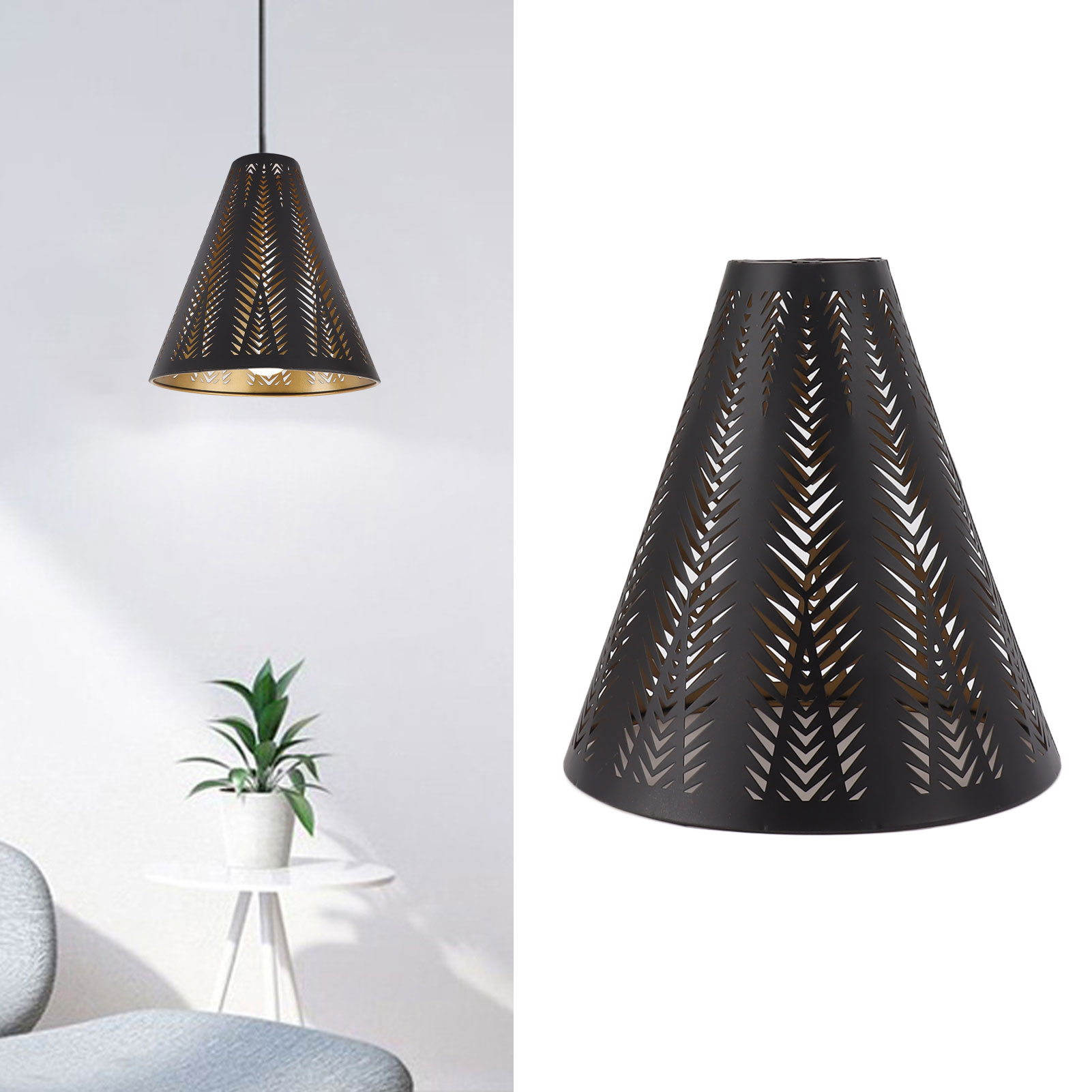Konischer Lampenschirm Aus Schmiedeeisen E27/e26 Für Tischlampen, Lasergravierter Metalllampenschirm, Rautenförmiger Lampenschirm In Hornform, Nachttischdekoration Fürs Schlafzimmer