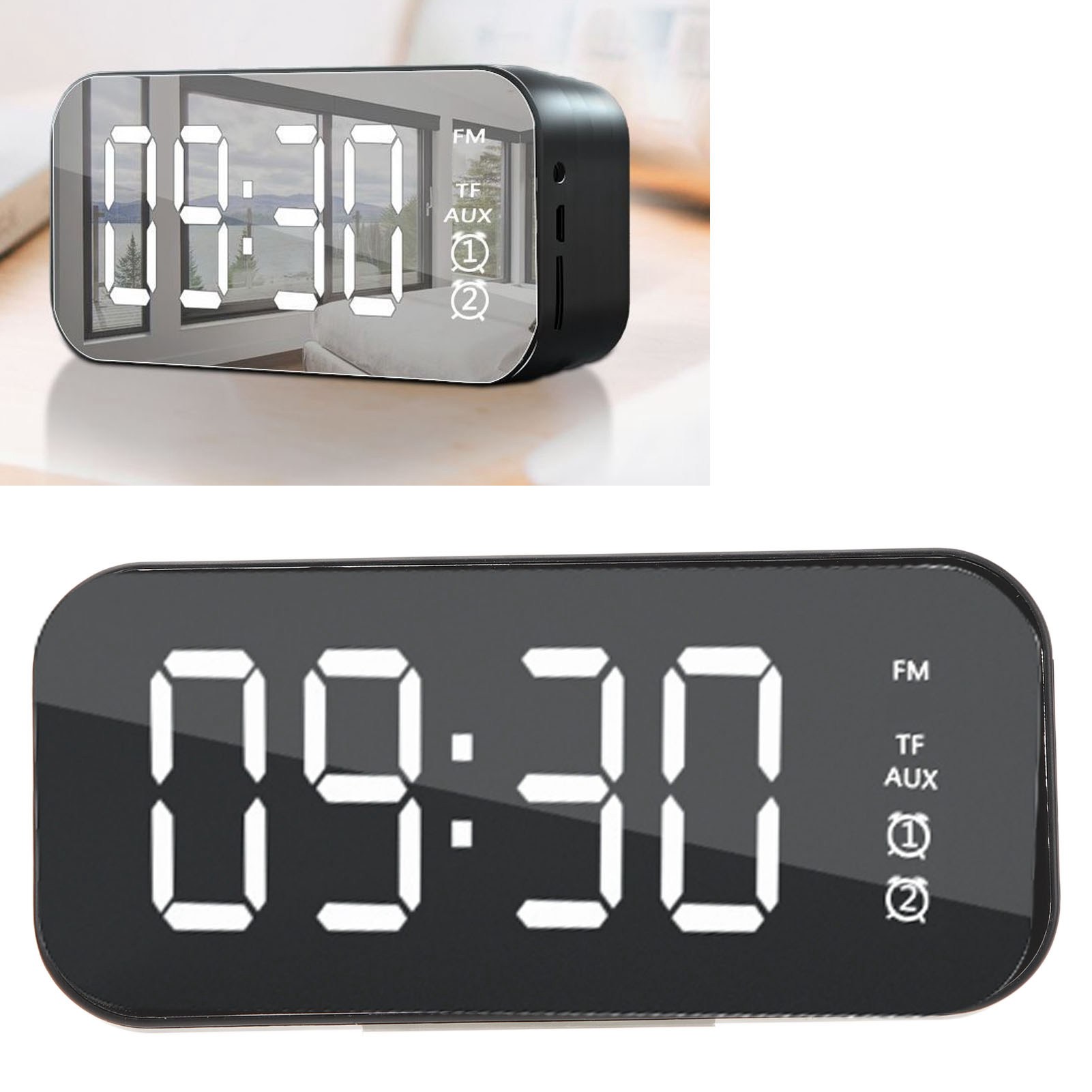 Kabelloser Bluetooth-lautsprecher Mit Spiegelglanz Für Mobiltelefone Und Computer, Tragbarer Mini-lautsprecher Mit Weckeranzeige