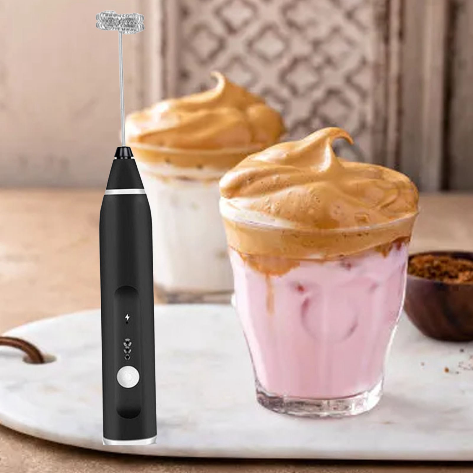 Mini-elektro-eierquirl Aus Edelstahl Für Den Hausgebrauch, Tragbarer Elektrischer Milchaufschäumer, Kaffee-/milchtee-mixer, Schwarz