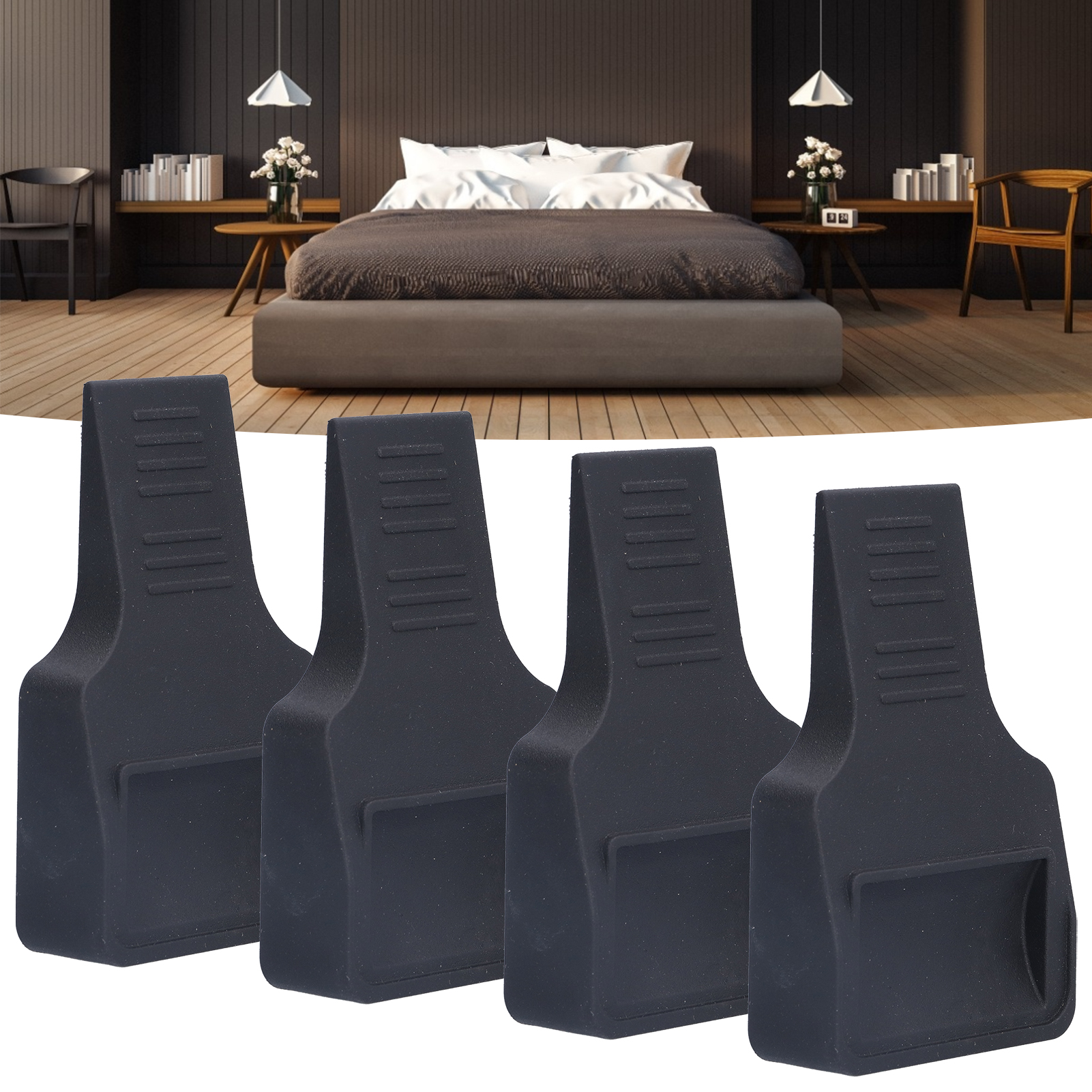 Schwarzer U-förmiger Kombinations-radstopper, Türstopper, Türstopper, Universelle Antirutschbefestigung Für Bett-, Stuhl-, Schrank- Und Geräterollen.