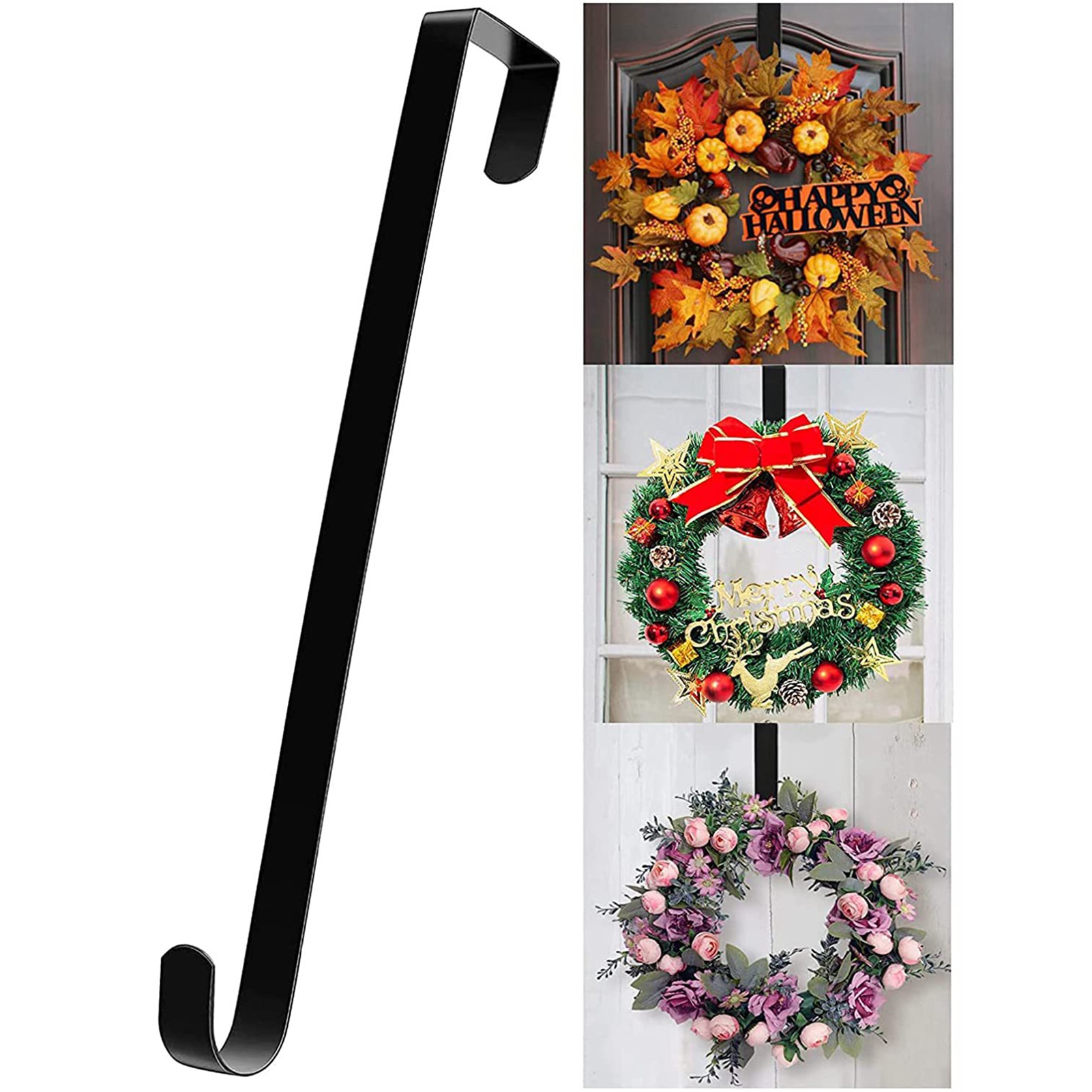 Weihnachtsdekorationen, Türhaken, Haken Für Weihnachtskränze, Blumenhaken Zum Aufhängen An Der Tür, Schwarze Teleskophaken