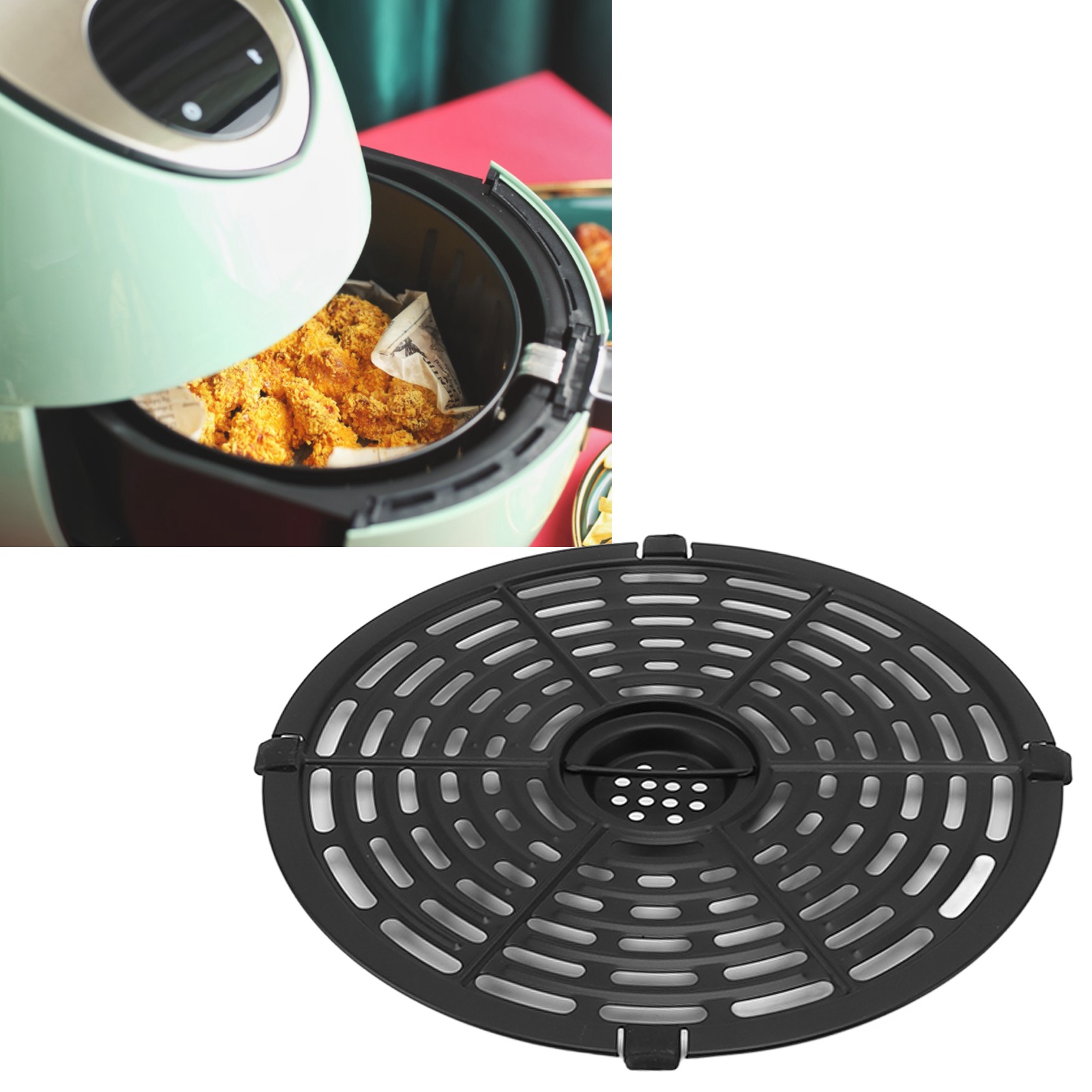 Zubehör Für Heißluftfritteuse: Trennplatte, Bratplatte, Dampfgarplatte, Grill, Kochplatte, Zubehör Mit Silikonhülle + Silikonbürste (20 Cm)