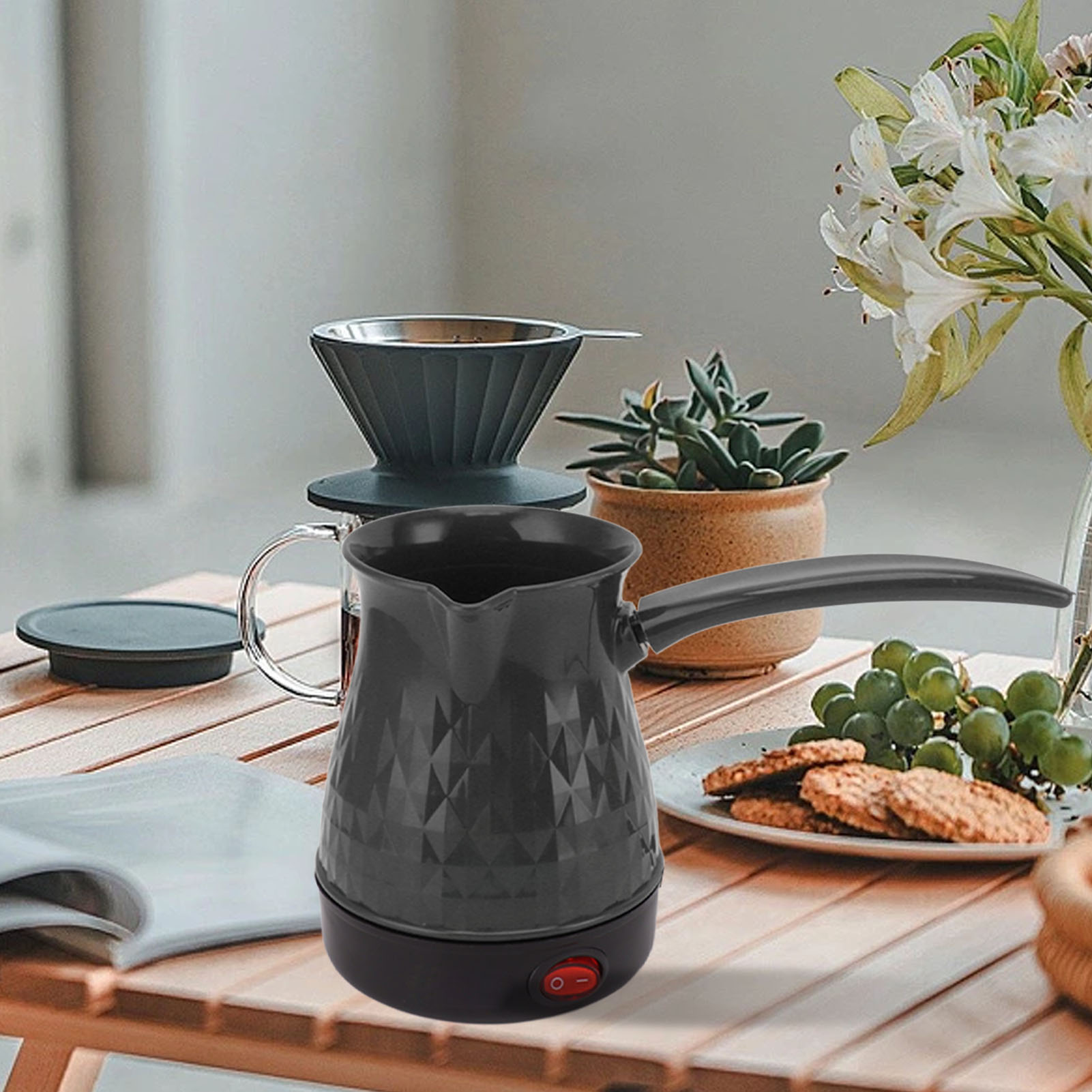 Türkische Elektrische Kaffeemaschine, 500 Ml, Kleiner Filterkessel, Edelstahl, Europäischer Standard 220 V – Schwarz