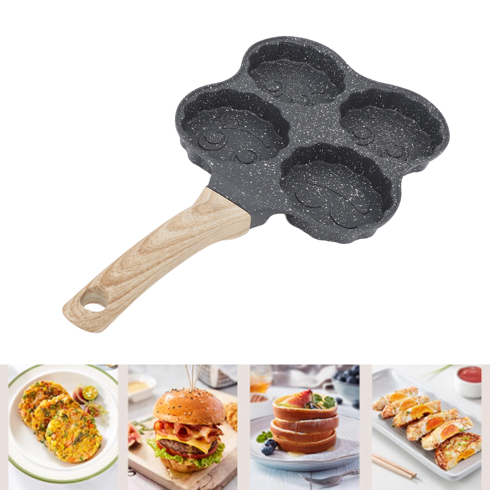 Eierpfanne Mit Vier Mulden, Eierburgerpfanne, Antihaftpfanne, Crêpepfanne, Smiley-gesicht-design