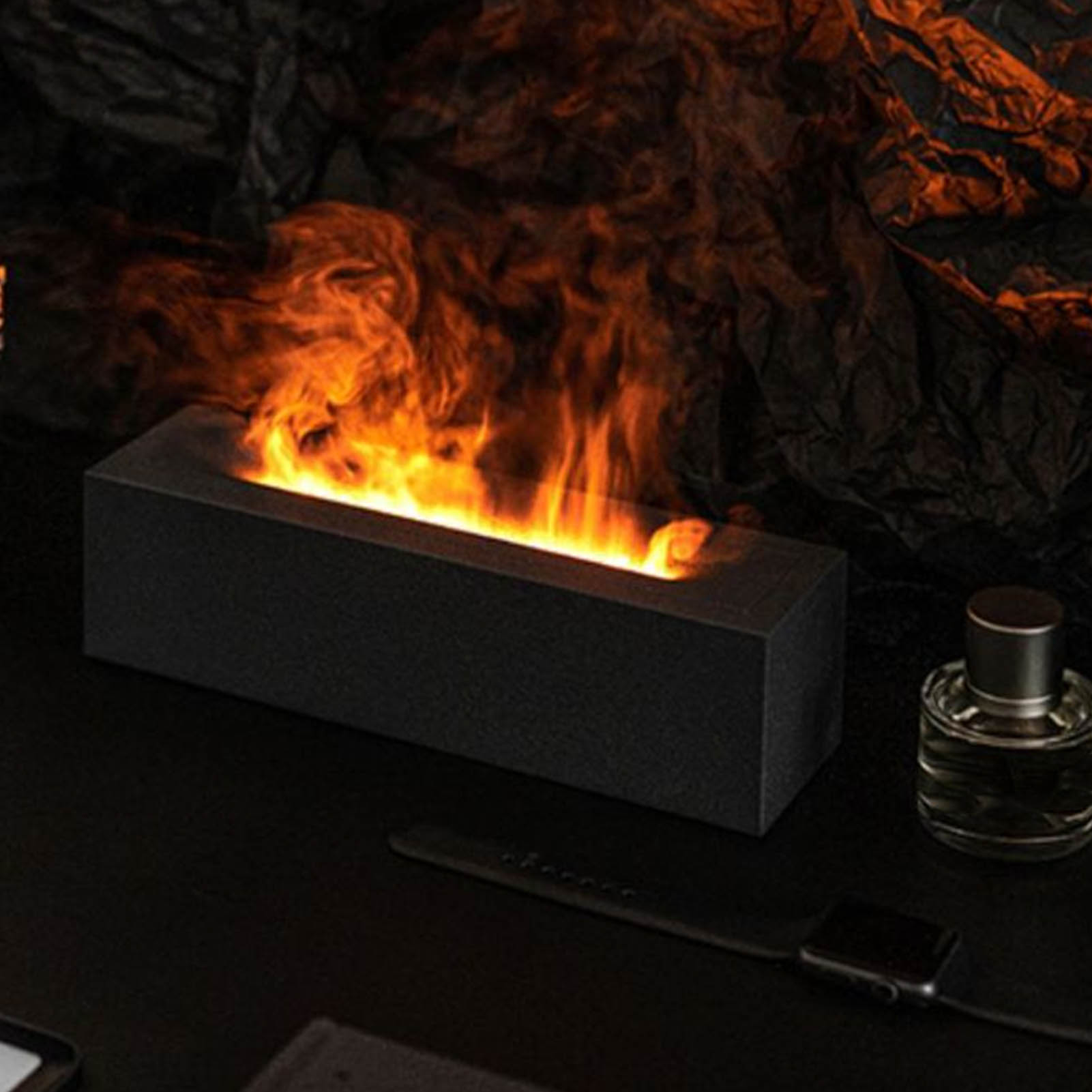 Nordic Flame Aroma-diffusor, Luftbefeuchter, Stimmungslicht, Feinnebel, Diffusor Für Ätherische Öle, Schwarz