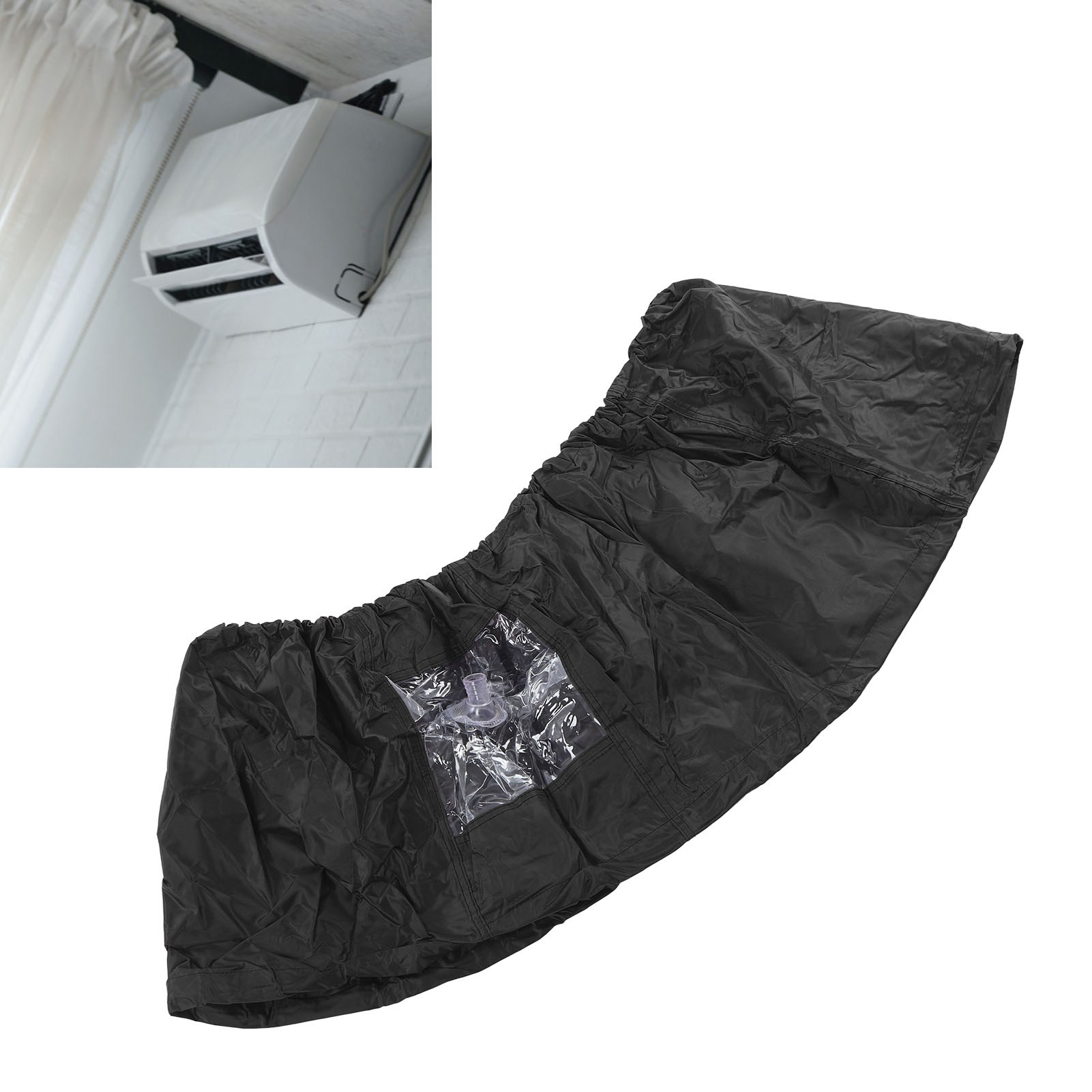 Reinigungsabdeckung Für Klimaanlage 240 Cm X 50 Cm Mit 3 Meter Wasserschlauch, Wasserdichte Abdeckung Für Wandmontierte Klimaanlage, Schwarz.