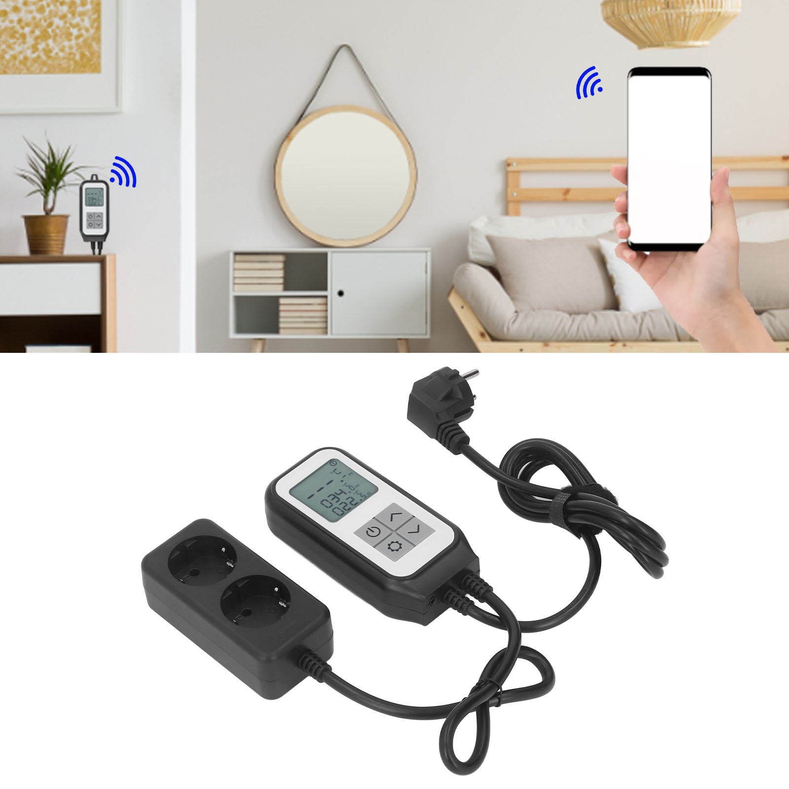 Thermostatische Steckdose Mit Zwei Relaisausgängen, Anti-graffiti-smart-steckdose, Sprachsteuerung Per Smartphone, Wlan-thermostat, Europäischer Standard 100–250 V