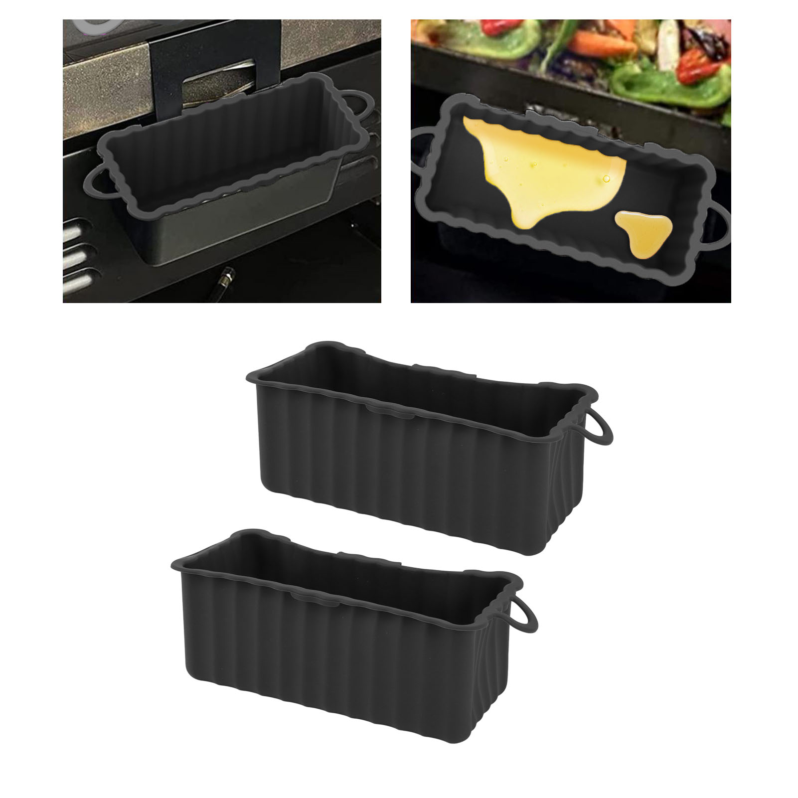 Blackstone Silikon-fettauffangschale Für Grills, Blackstone Ofen-fettauffangschale, Quadratische Fettauffangschale, Schwarz