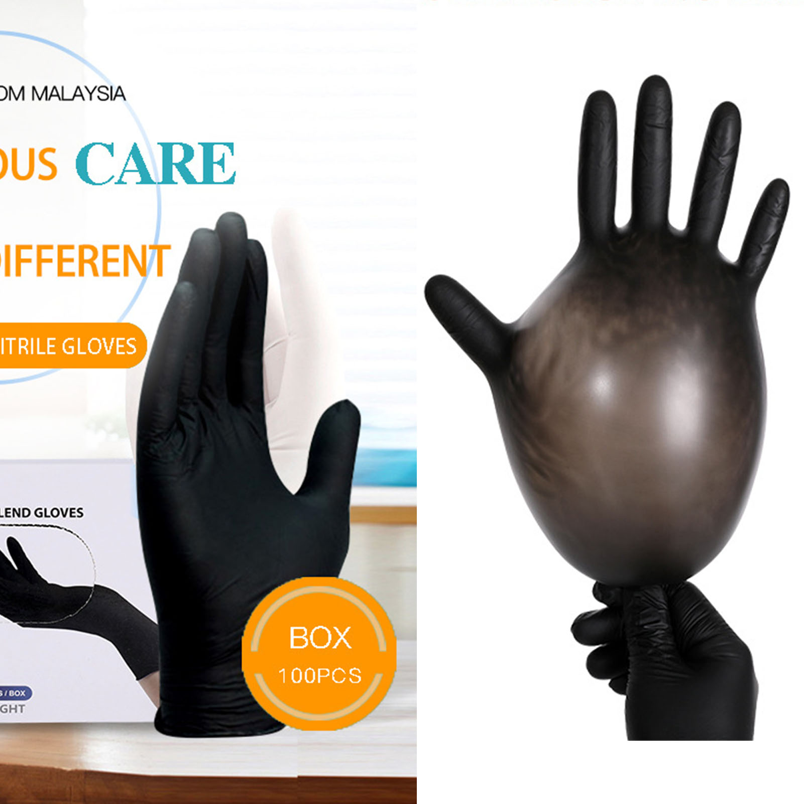 Schwarze Schutzhandschuhe Aus Nitrilmodifiziertem Synthetischem Pvc, Karton Mit 100 Stück, Hohe Elastizität, Geeignet Für Die Gastronomie Und Die Lebensmittelverarbeitung.