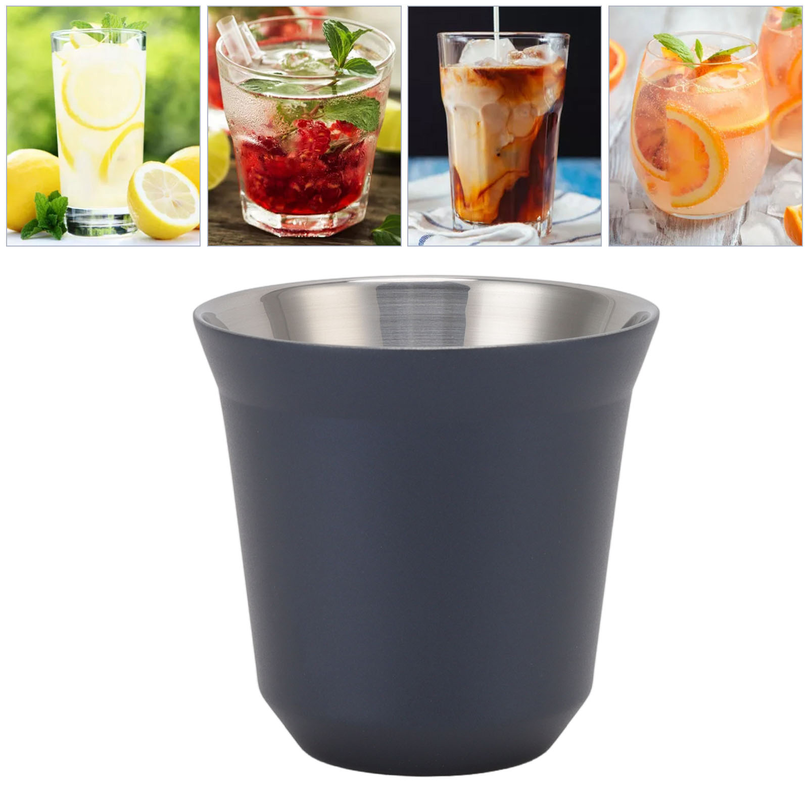 Doppelwandiger Espressobecher Aus Edelstahl 304, Isolierter Becher Für Outdoor-kaffeekapseln, Dunkelblau, 80 Ml